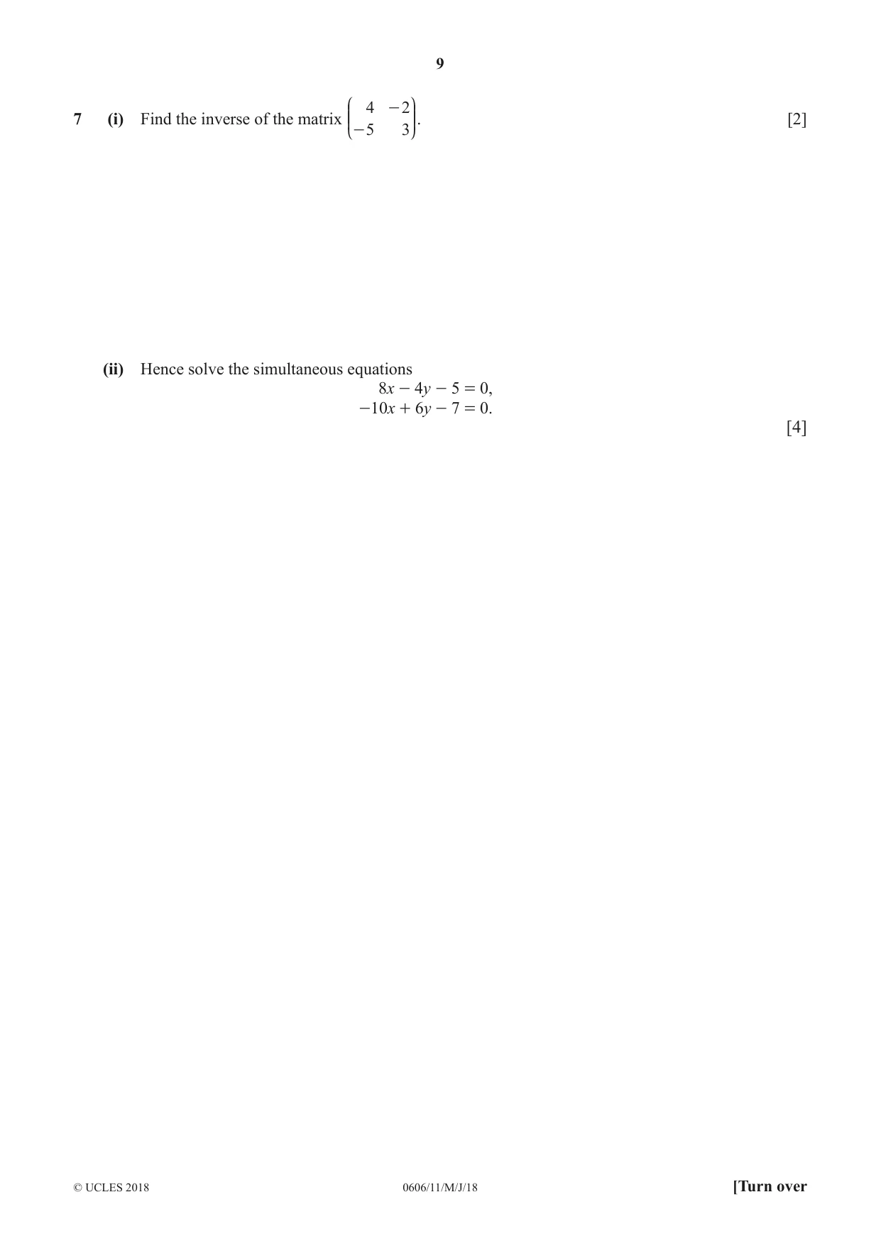 Cambridge IGCSE Mathematics - Additional 0606 2018 May/June Paper 1 · Variant 1 question paper, page 9 of 16