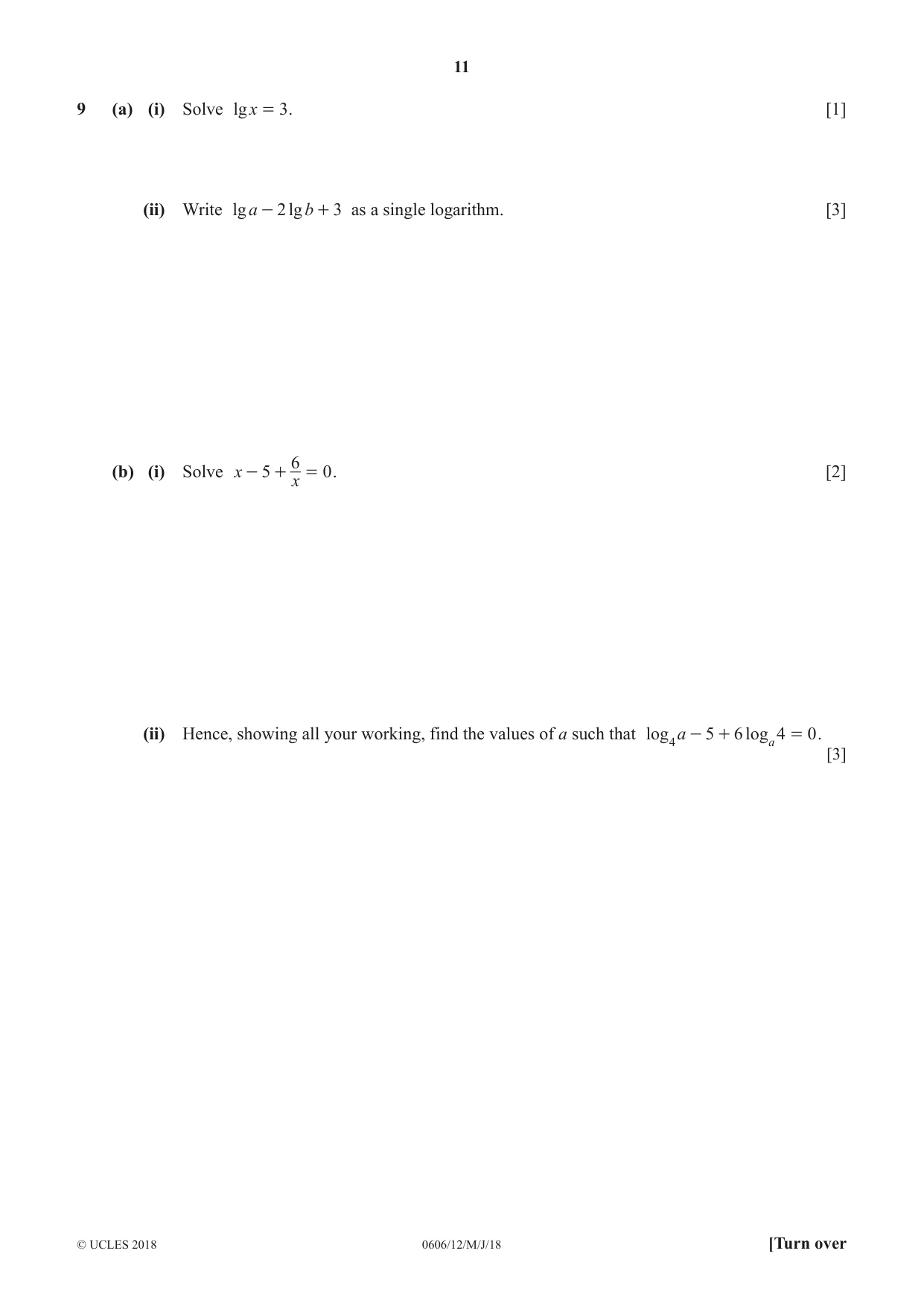Cambridge IGCSE Mathematics - Additional 0606 2018 May/June Paper 1 · Variant 2 question paper, page 11 of 16