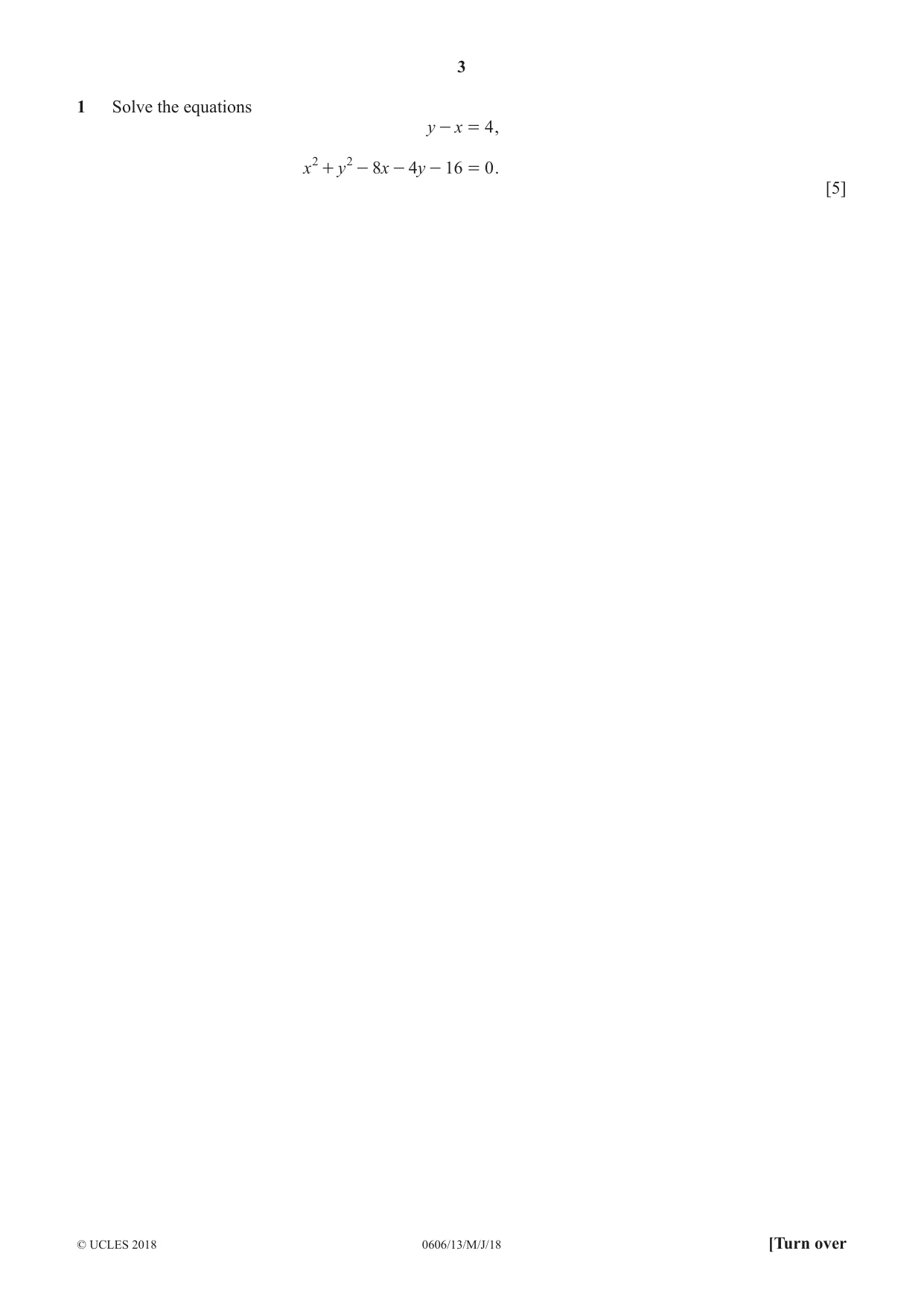 Cambridge IGCSE Mathematics - Additional 0606 2018 May/June Paper 1 · Variant 3 question paper, page 3 of 16