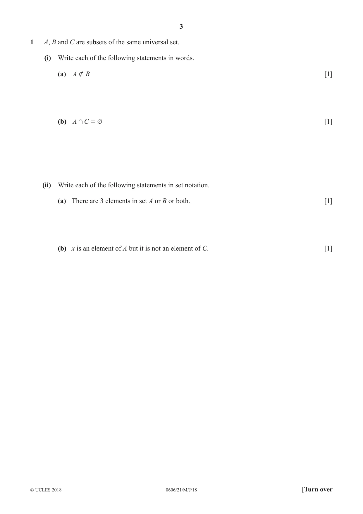 Cambridge IGCSE Mathematics - Additional 0606 2018 May/June Paper 2 · Variant 1 question paper, page 3 of 16