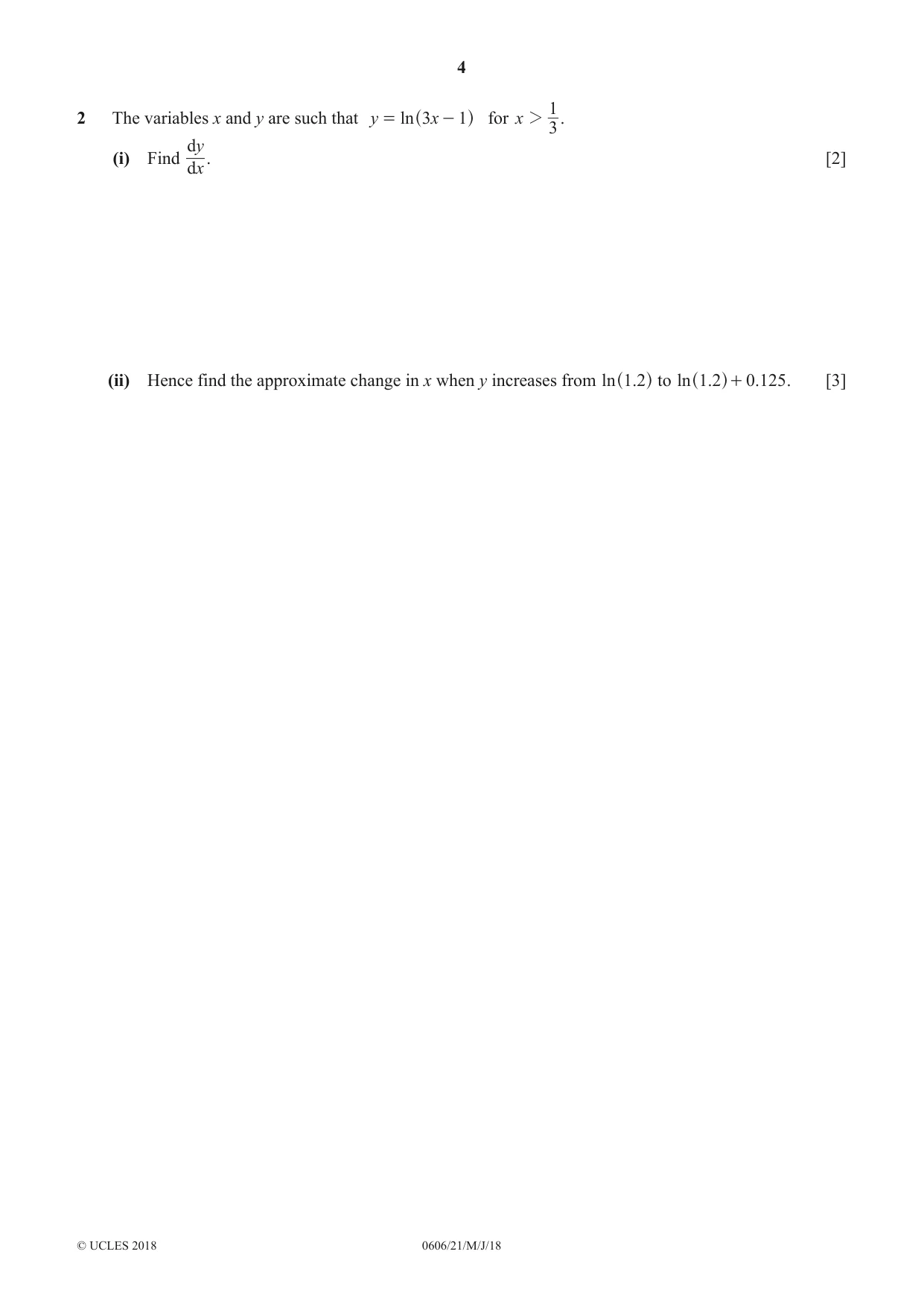 Cambridge IGCSE Mathematics - Additional 0606 2018 May/June Paper 2 · Variant 1 question paper, page 4 of 16