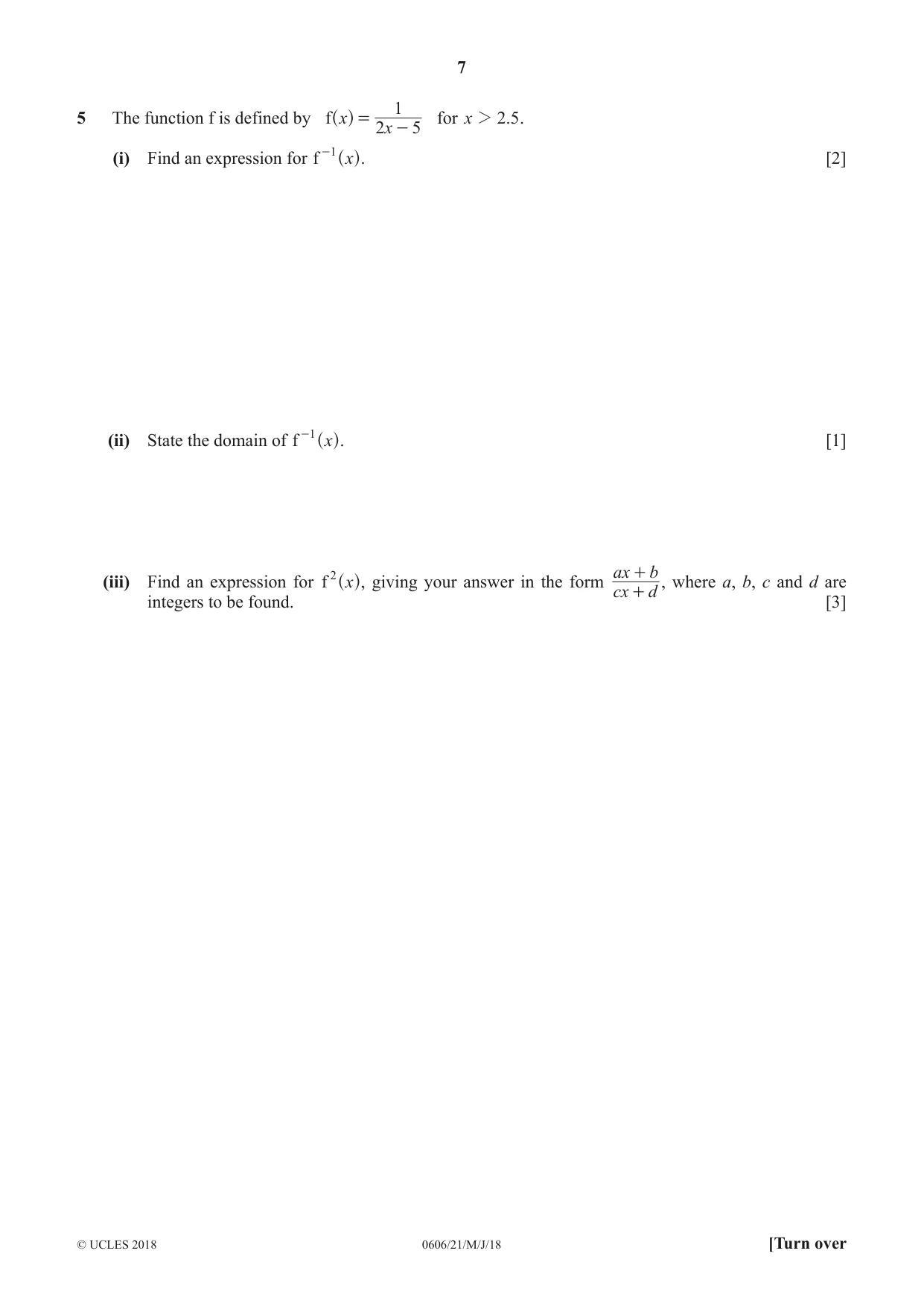 Cambridge IGCSE Mathematics - Additional 0606 2018 May/June Paper 2 · Variant 1 question paper, page 7 of 16