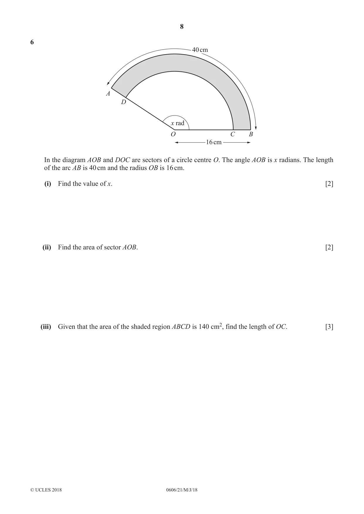 Cambridge IGCSE Mathematics - Additional 0606 2018 May/June Paper 2 · Variant 1 question paper, page 8 of 16