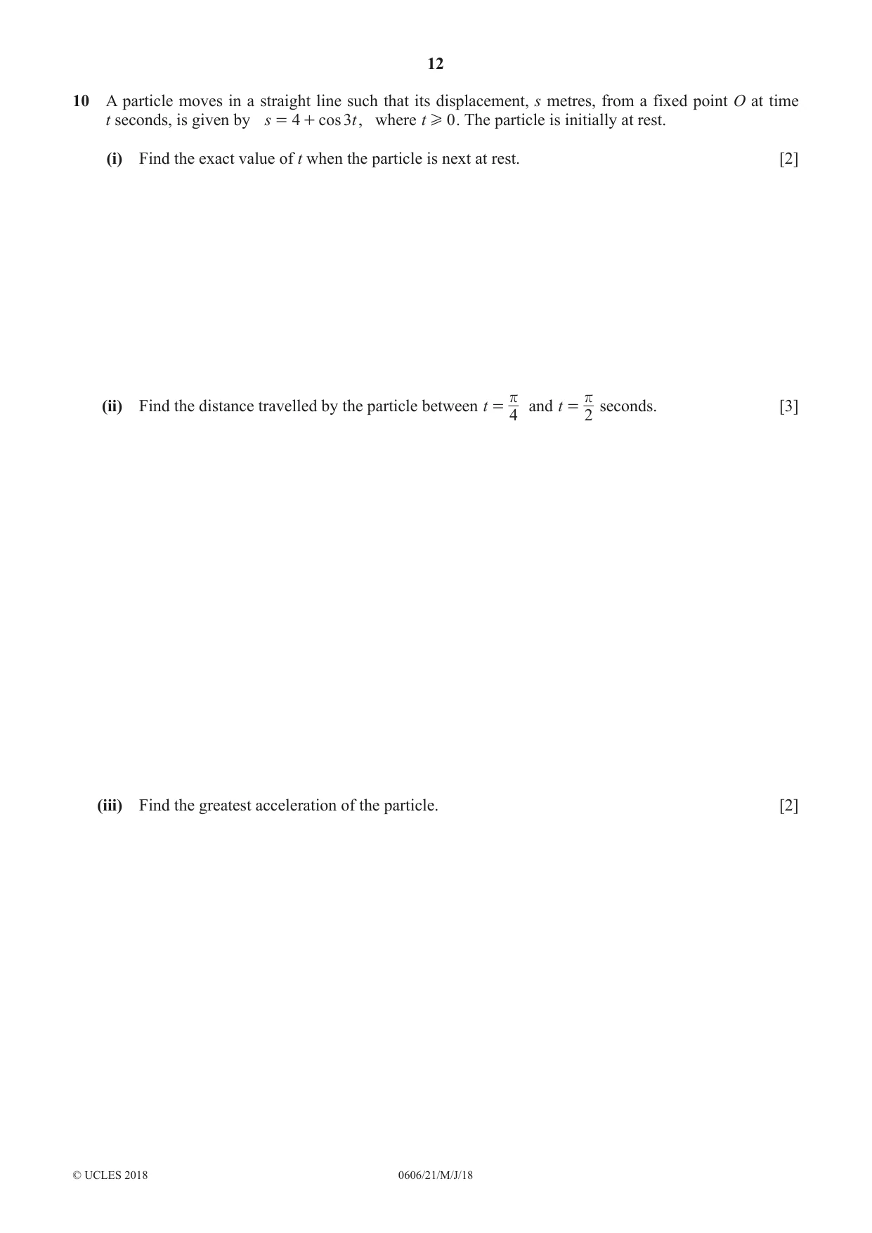 Cambridge IGCSE Mathematics - Additional 0606 2018 May/June Paper 2 · Variant 1 question paper, page 12 of 16