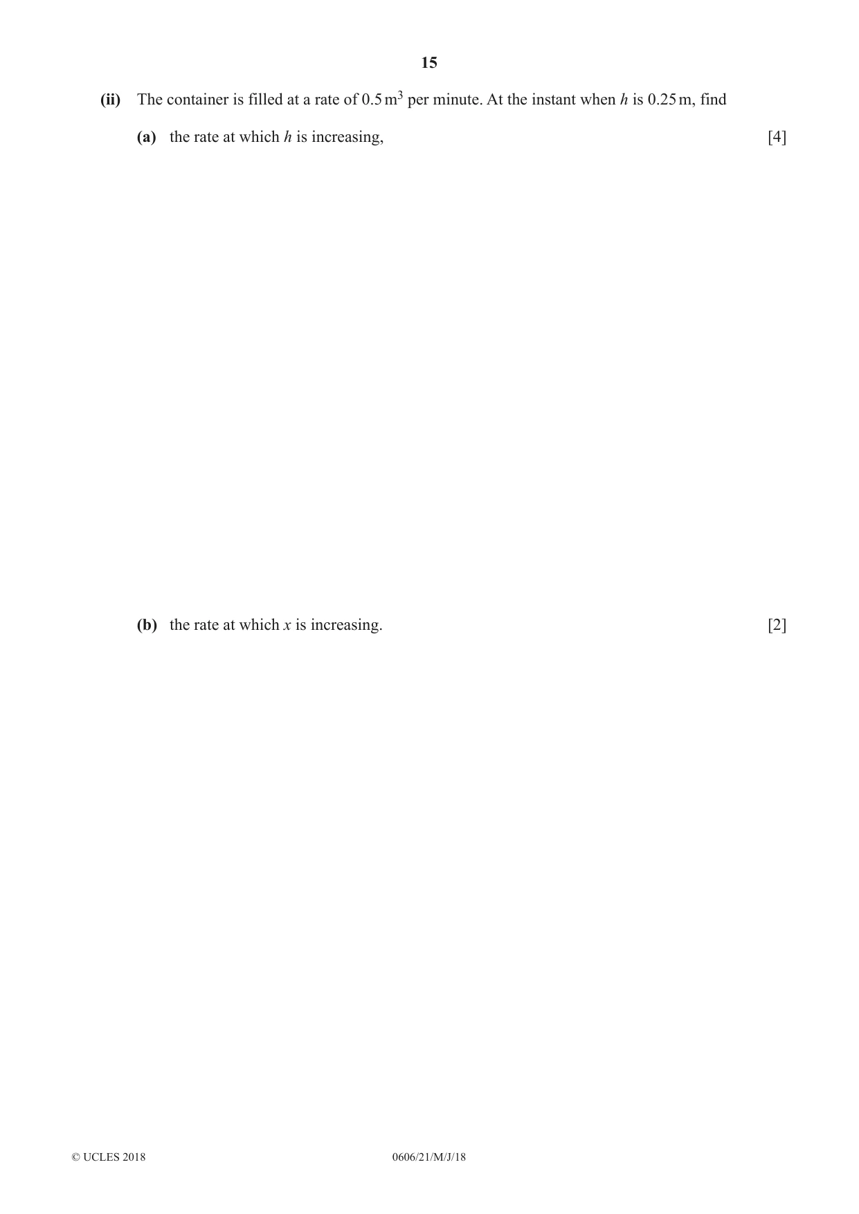 Cambridge IGCSE Mathematics - Additional 0606 2018 May/June Paper 2 · Variant 1 question paper, page 15 of 16