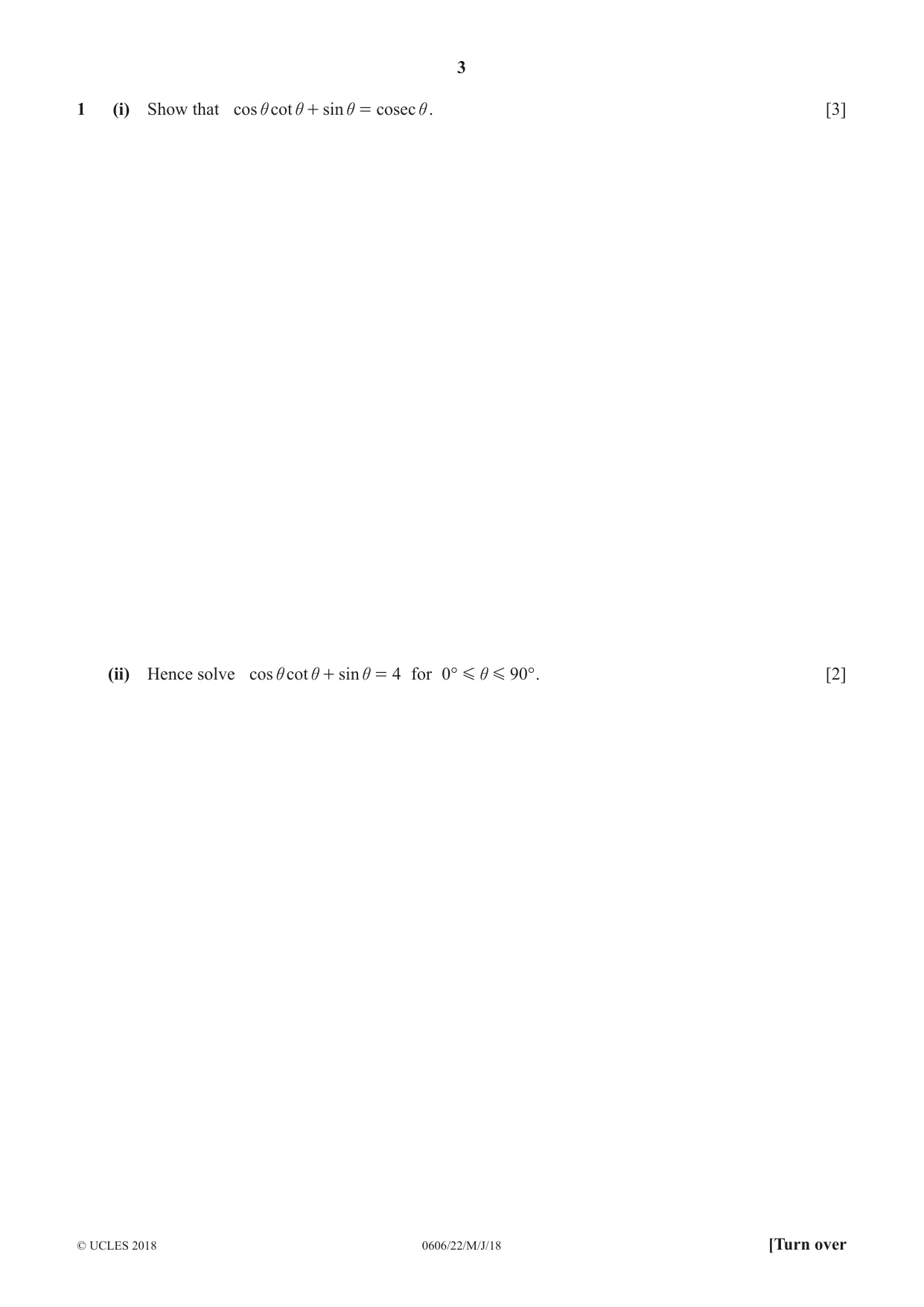 Cambridge IGCSE Mathematics - Additional 0606 2018 May/June Paper 2 · Variant 2 question paper, page 3 of 16