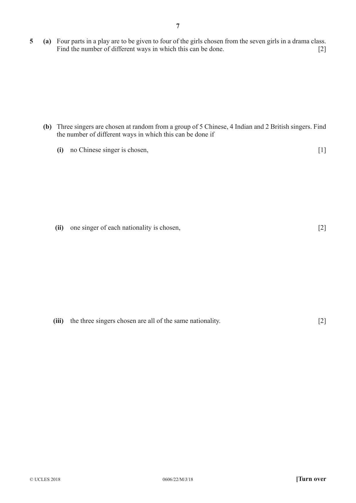 Cambridge IGCSE Mathematics - Additional 0606 2018 May/June Paper 2 · Variant 2 question paper, page 7 of 16