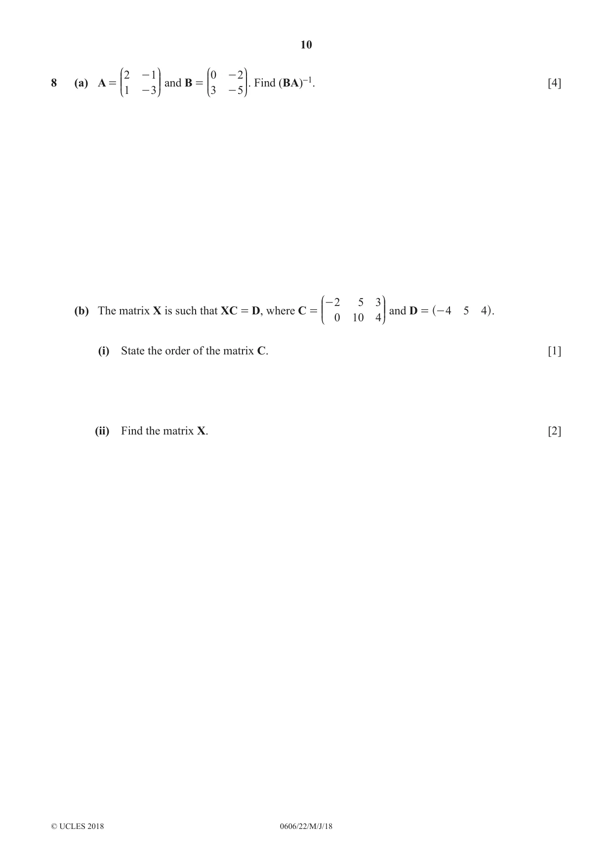 Cambridge IGCSE Mathematics - Additional 0606 2018 May/June Paper 2 · Variant 2 question paper, page 10 of 16