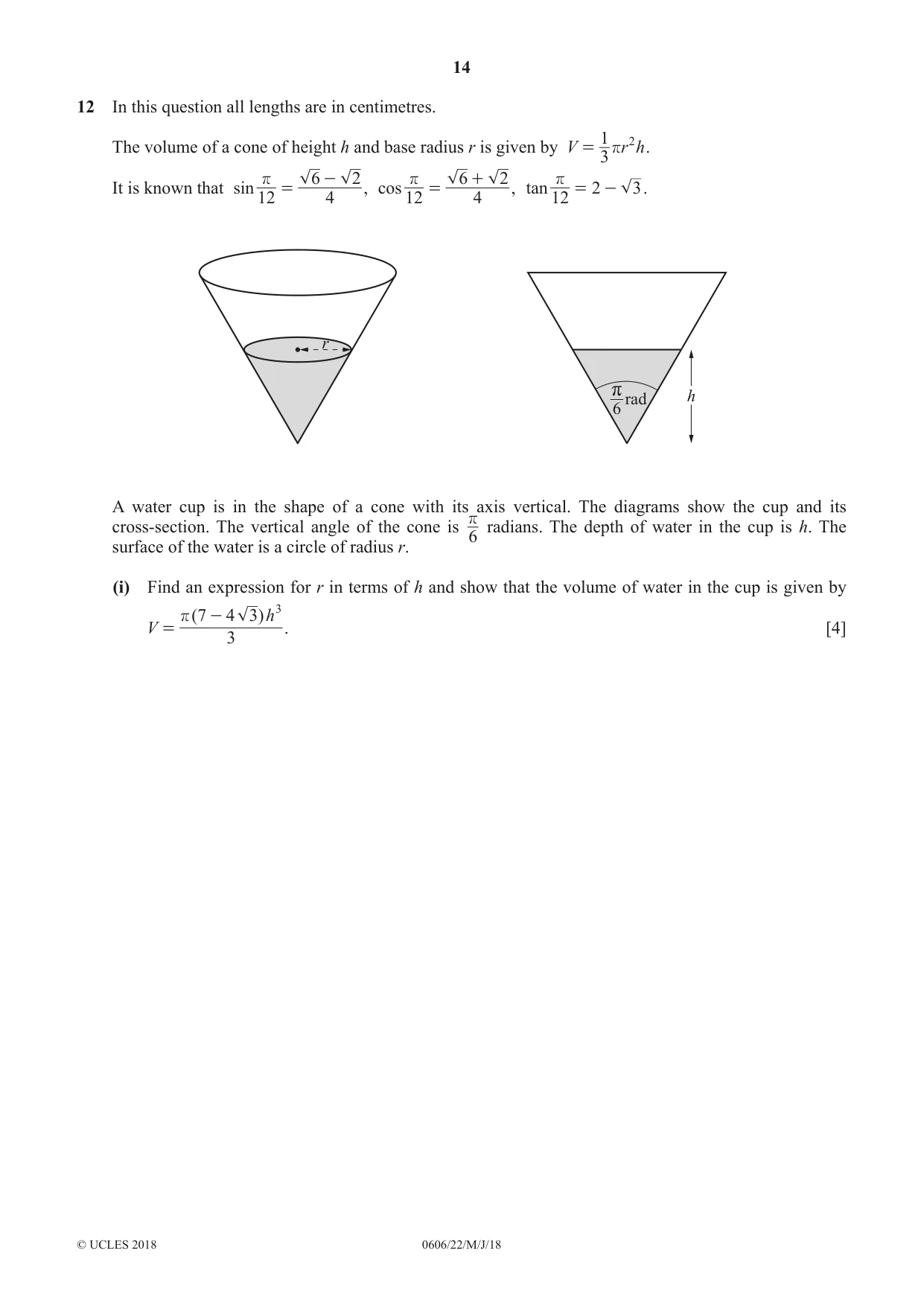 Cambridge IGCSE Mathematics - Additional 0606 2018 May/June Paper 2 · Variant 2 question paper, page 14 of 16
