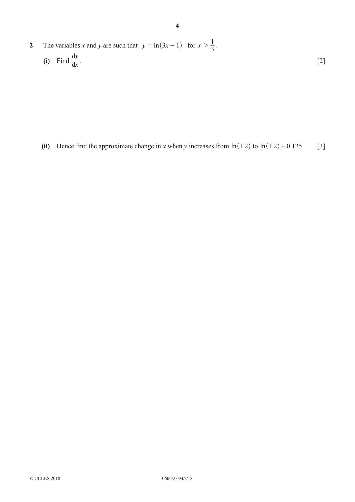 Cambridge IGCSE Mathematics - Additional 0606 2018 May/June Paper 2 · Variant 3 question paper, page 4 of 16