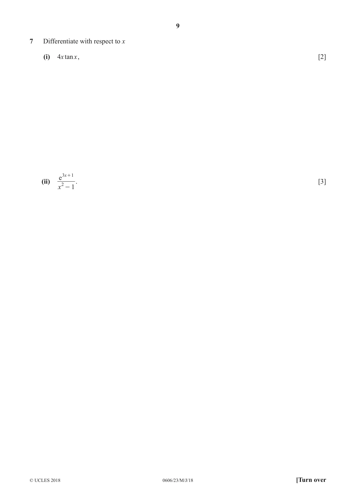 Cambridge IGCSE Mathematics - Additional 0606 2018 May/June Paper 2 · Variant 3 question paper, page 9 of 16