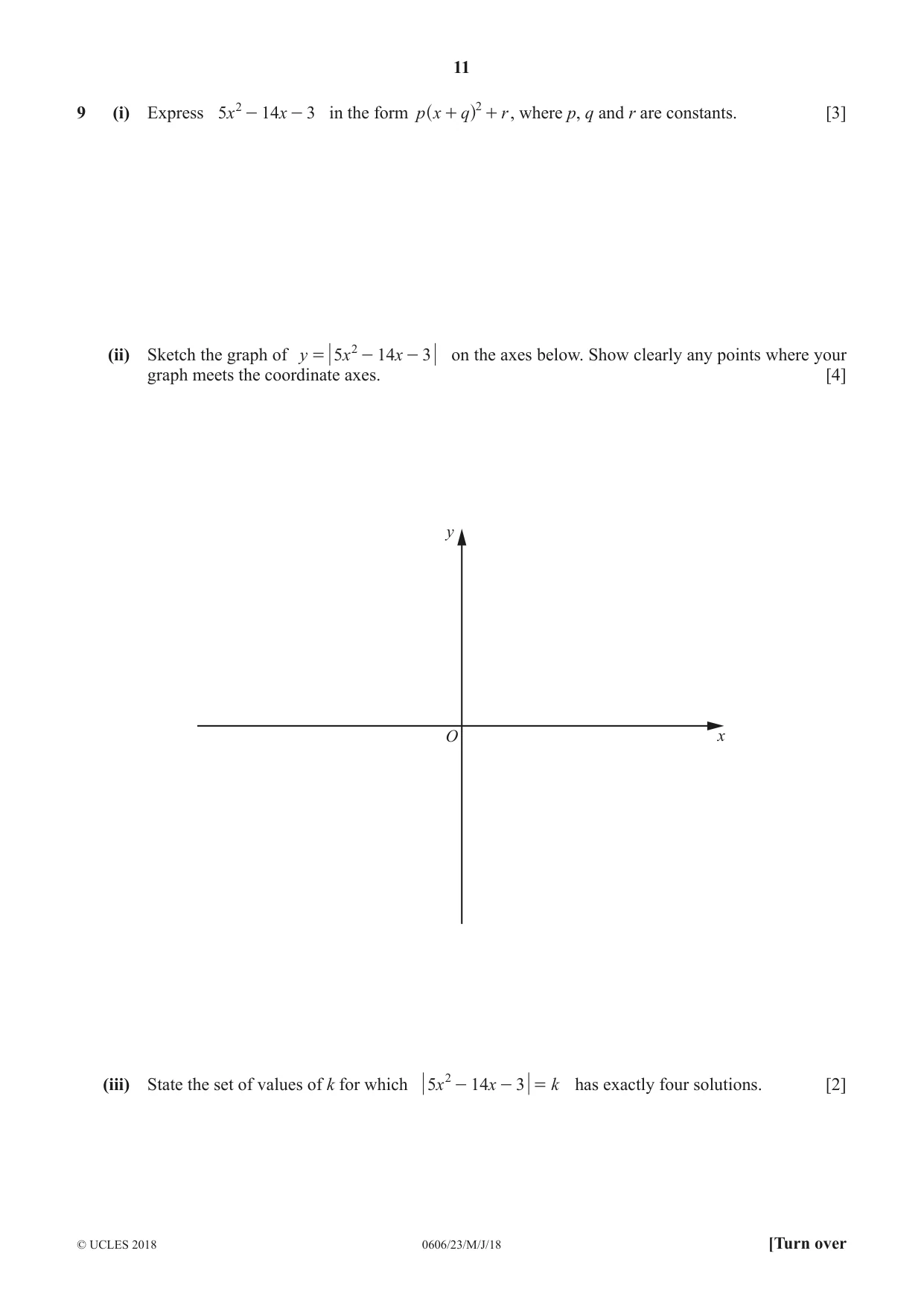 Cambridge IGCSE Mathematics - Additional 0606 2018 May/June Paper 2 · Variant 3 question paper, page 11 of 16