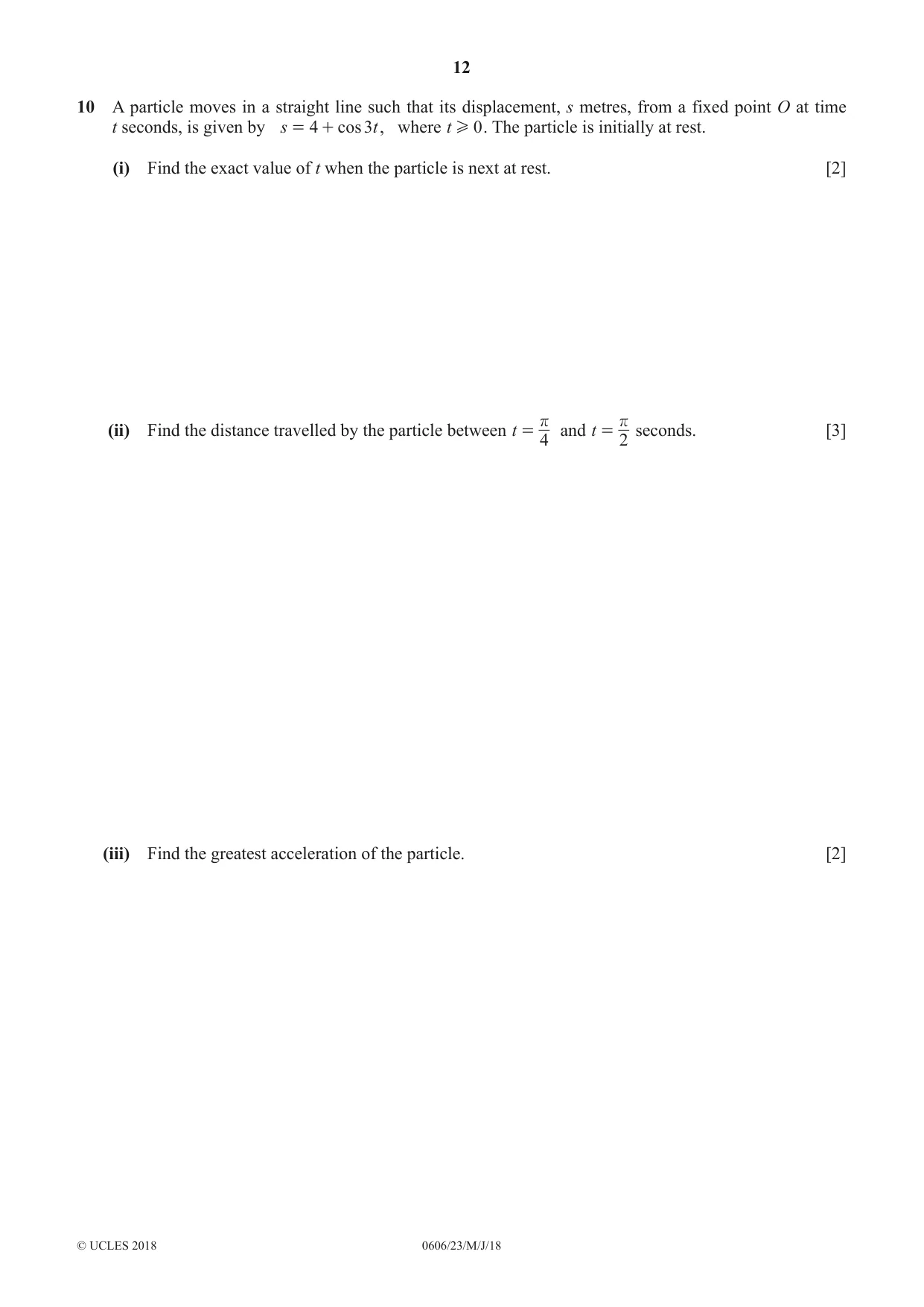 Cambridge IGCSE Mathematics - Additional 0606 2018 May/June Paper 2 · Variant 3 question paper, page 12 of 16