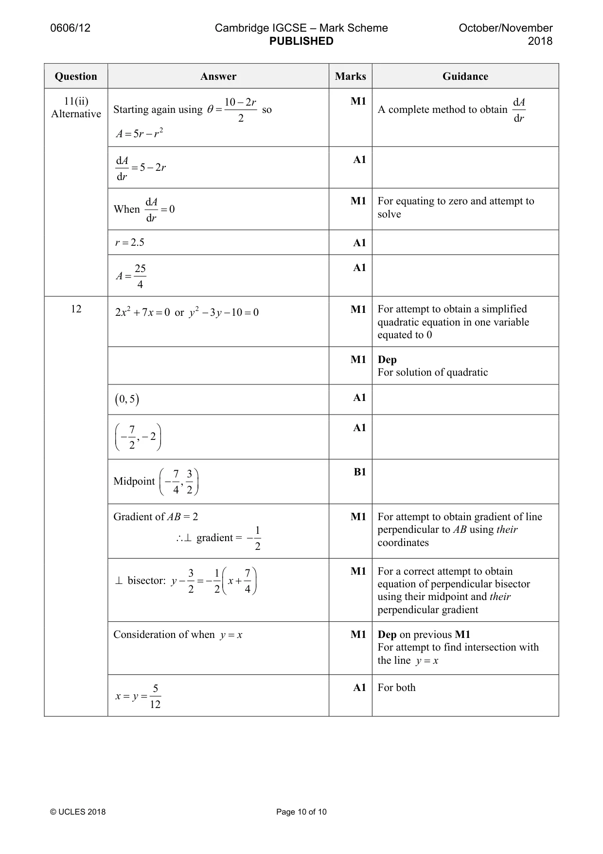 Mark scheme, page 10 of 10