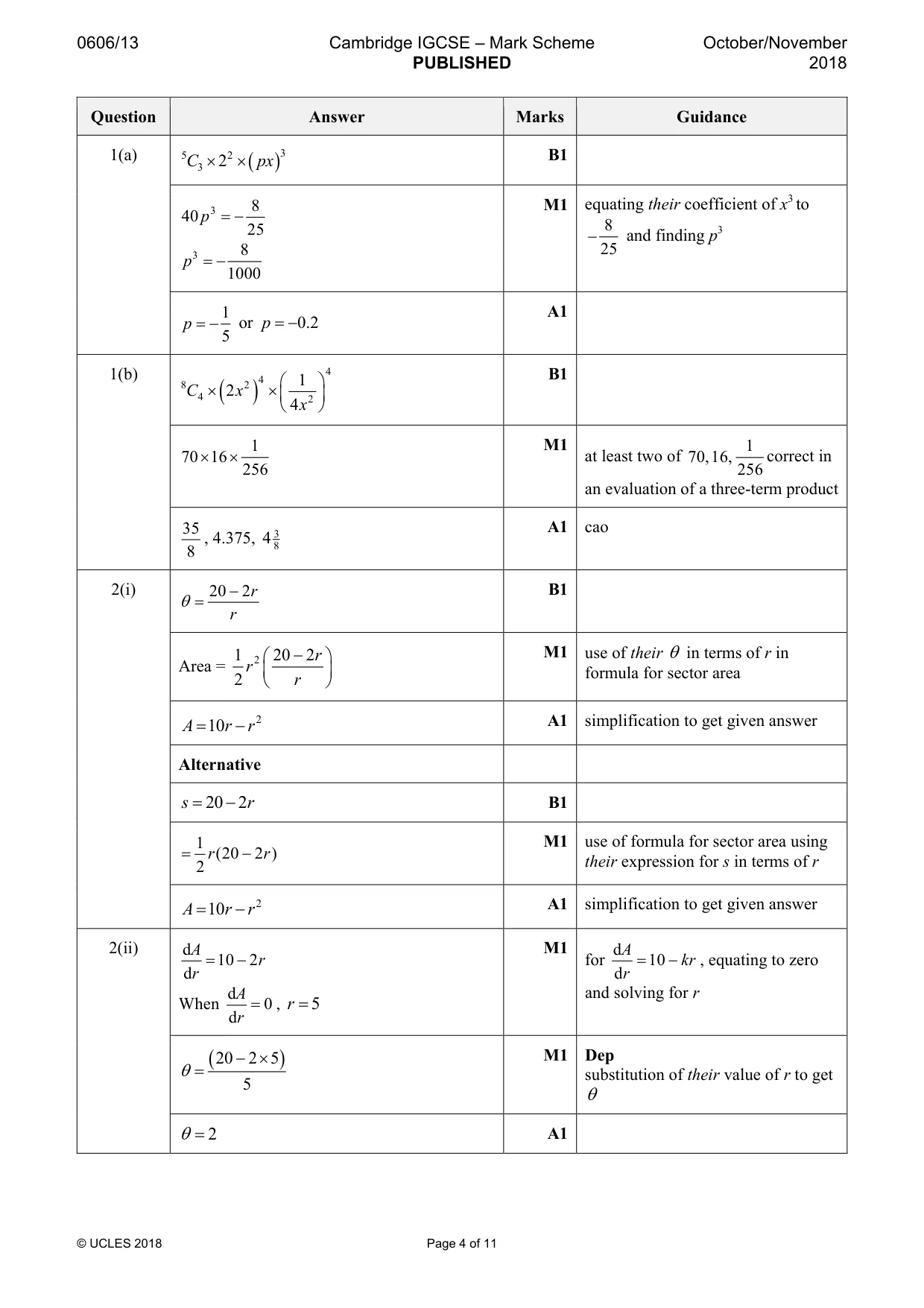 Mark scheme, page 4 of 11