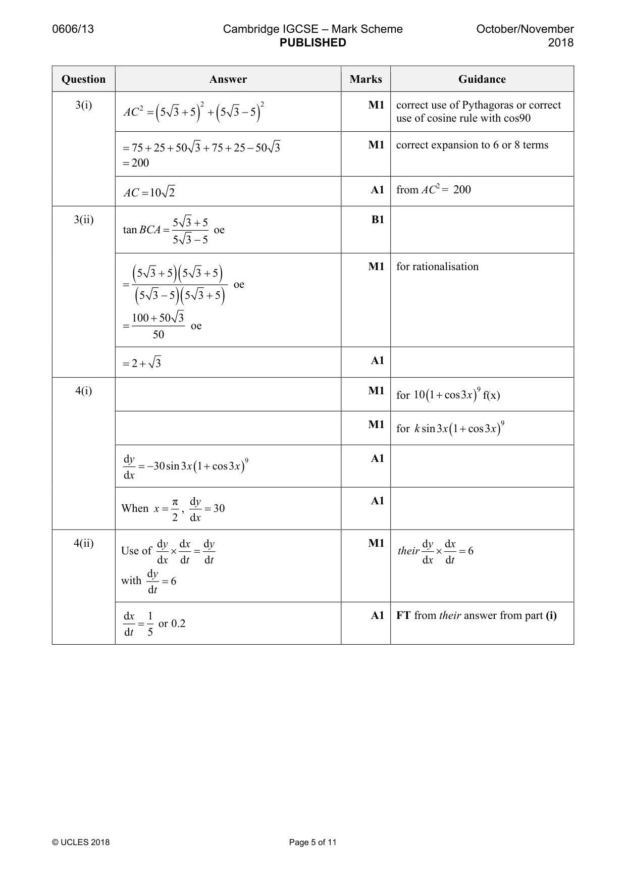 Mark scheme, page 5 of 11
