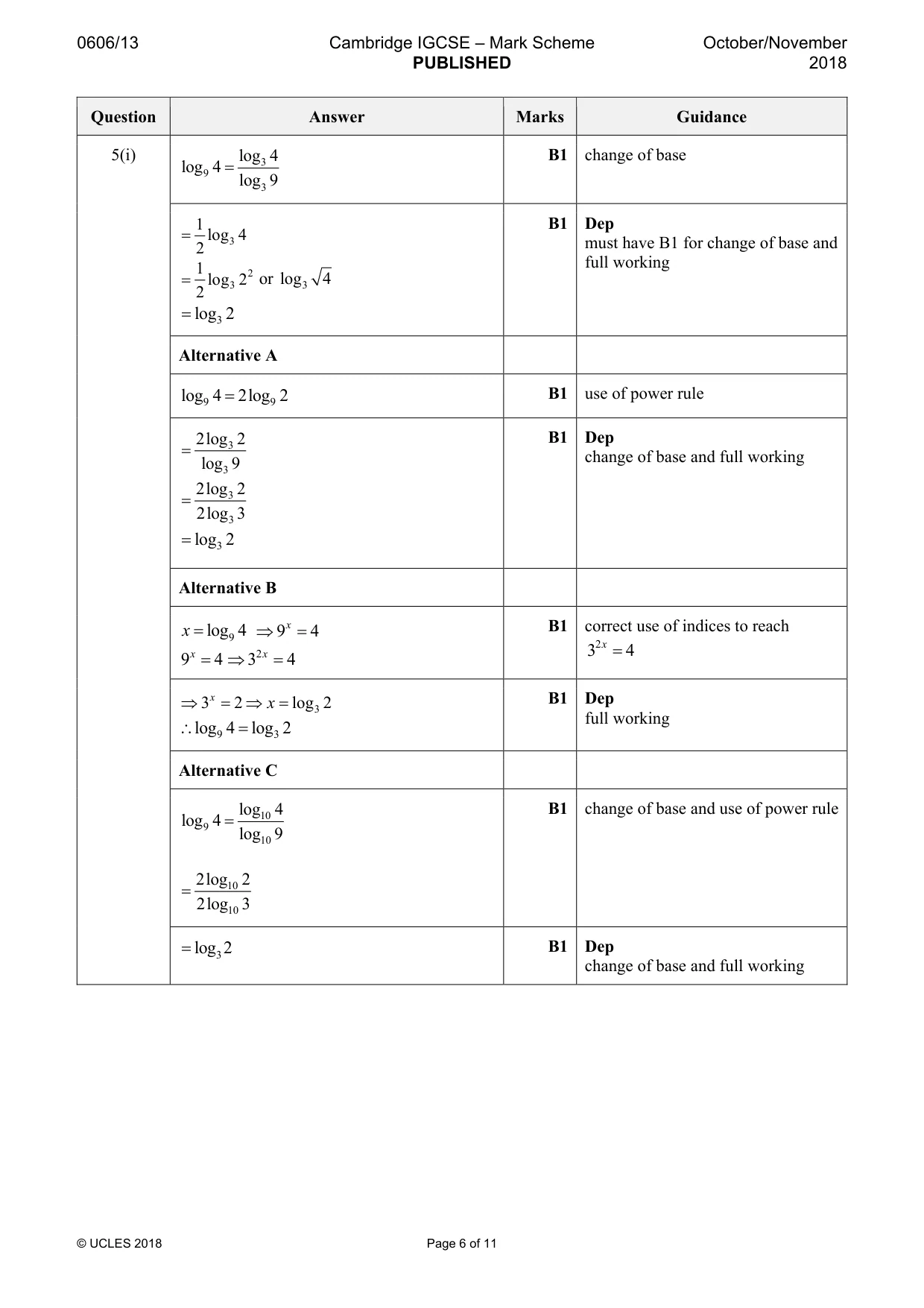 Mark scheme, page 6 of 11
