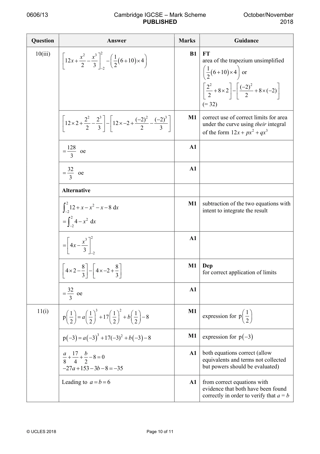 Mark scheme, page 10 of 11