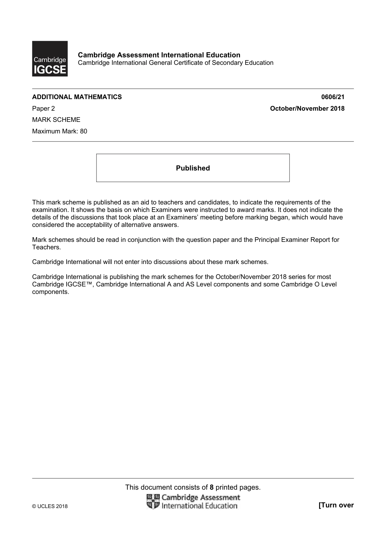 Mark scheme, page 1 of 8