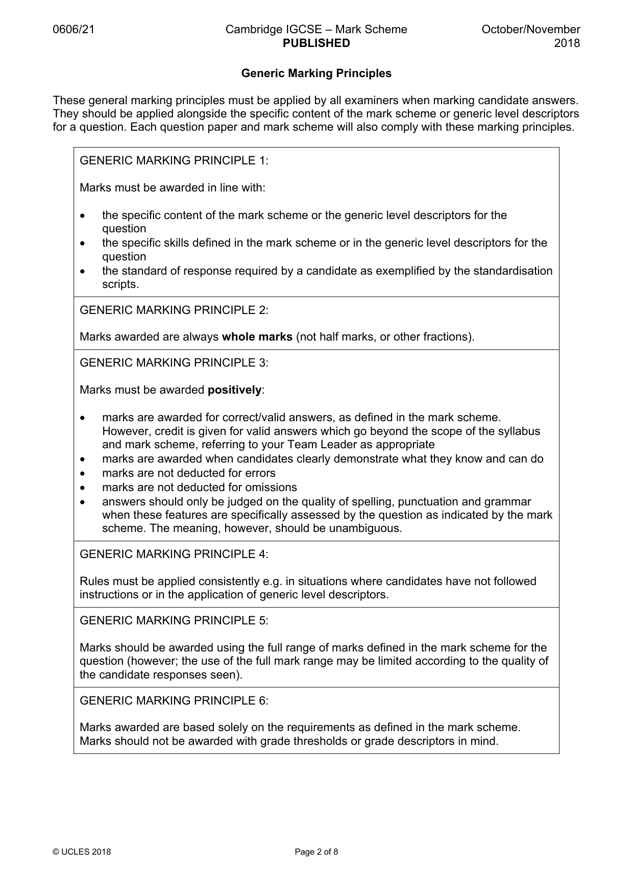 Mark scheme, page 2 of 8
