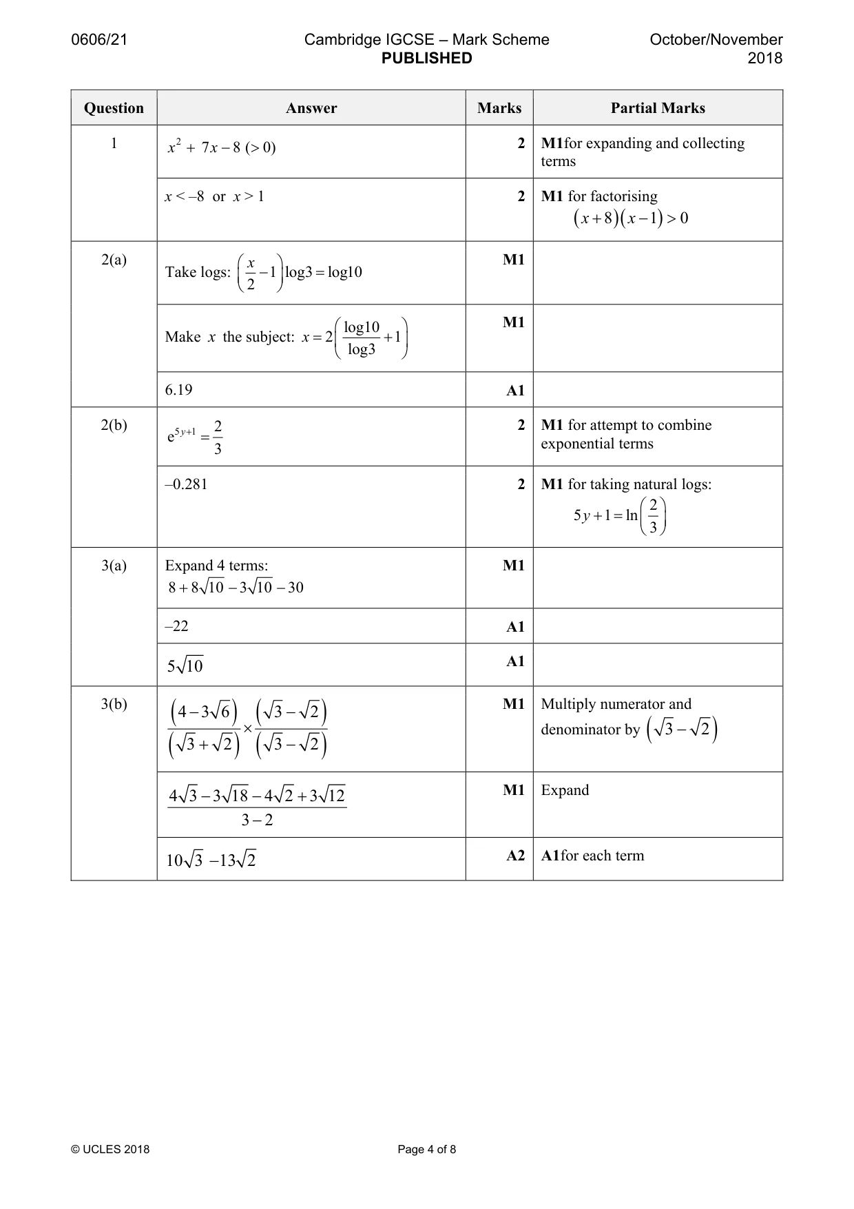 Mark scheme, page 4 of 8