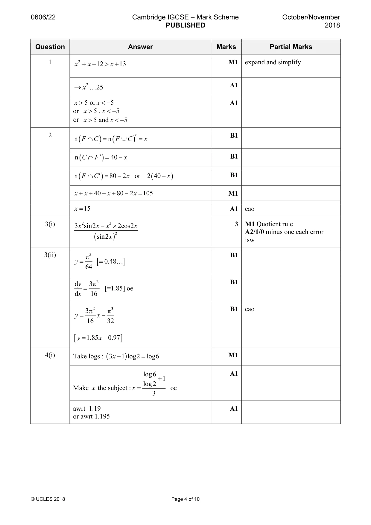Mark scheme, page 4 of 10