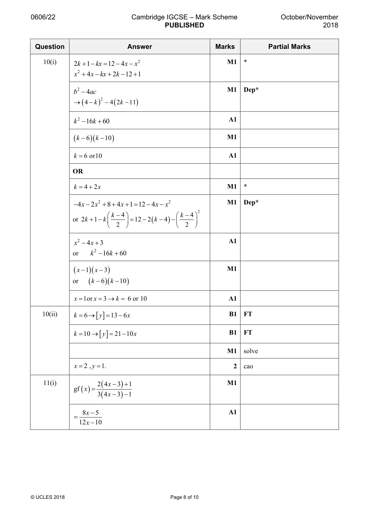 Mark scheme, page 8 of 10