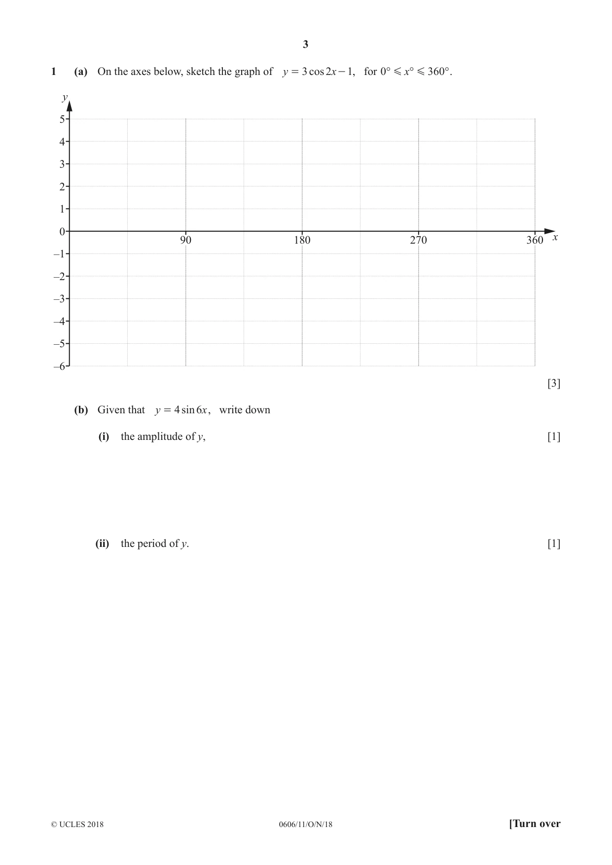 Cambridge IGCSE Mathematics - Additional 0606 2018 Oct/Nov Paper 1 · Variant 1 question paper, page 3 of 16