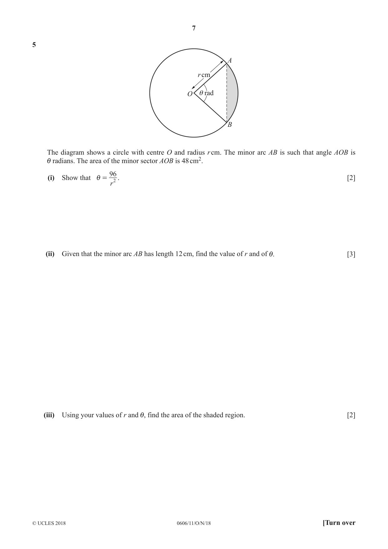 Cambridge IGCSE Mathematics - Additional 0606 2018 Oct/Nov Paper 1 · Variant 1 question paper, page 7 of 16