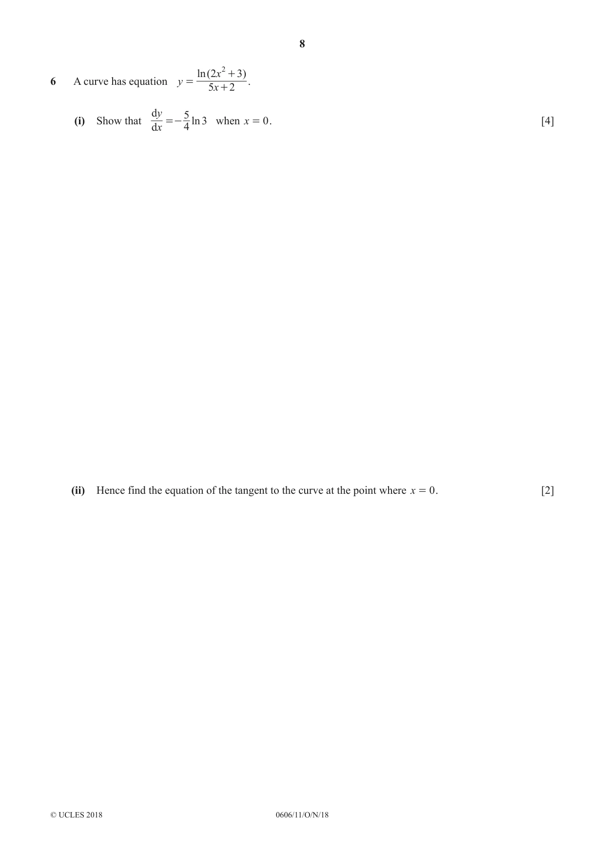 Cambridge IGCSE Mathematics - Additional 0606 2018 Oct/Nov Paper 1 · Variant 1 question paper, page 8 of 16