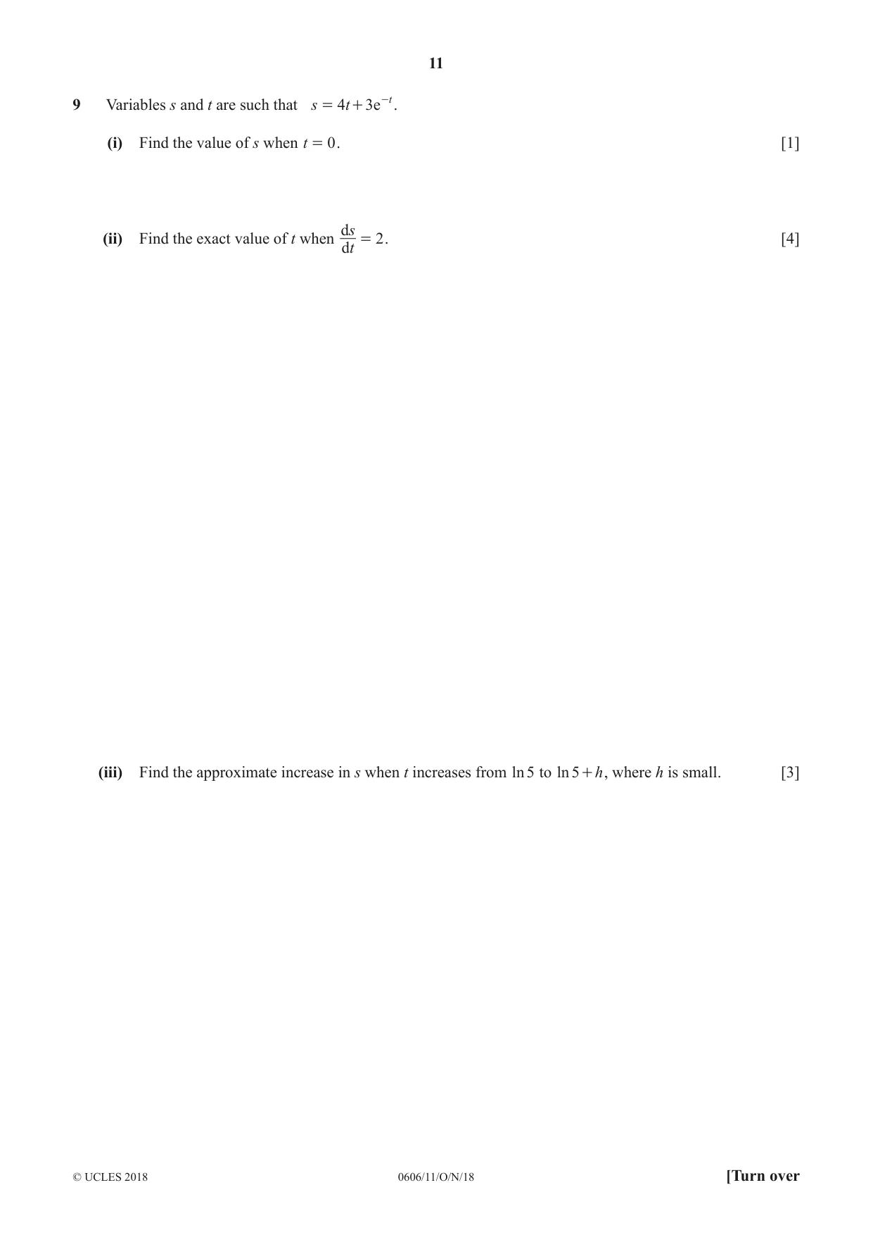 Cambridge IGCSE Mathematics - Additional 0606 2018 Oct/Nov Paper 1 · Variant 1 question paper, page 11 of 16