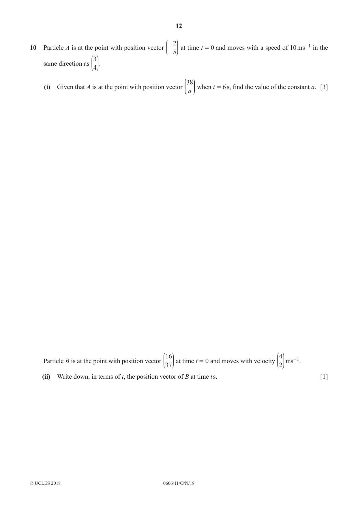 Cambridge IGCSE Mathematics - Additional 0606 2018 Oct/Nov Paper 1 · Variant 1 question paper, page 12 of 16