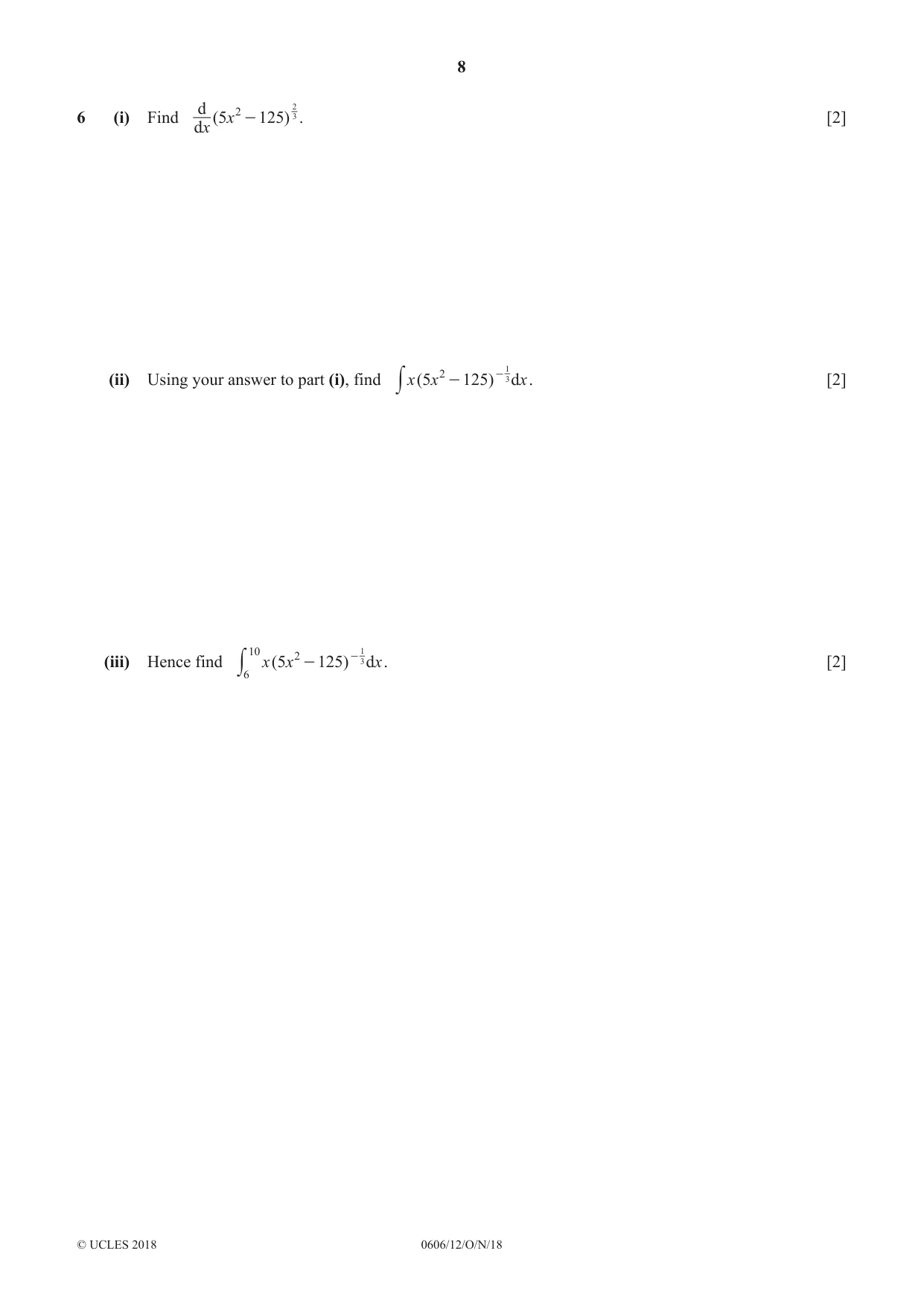 Cambridge IGCSE Mathematics - Additional 0606 2018 Oct/Nov Paper 1 · Variant 2 question paper, page 8 of 16