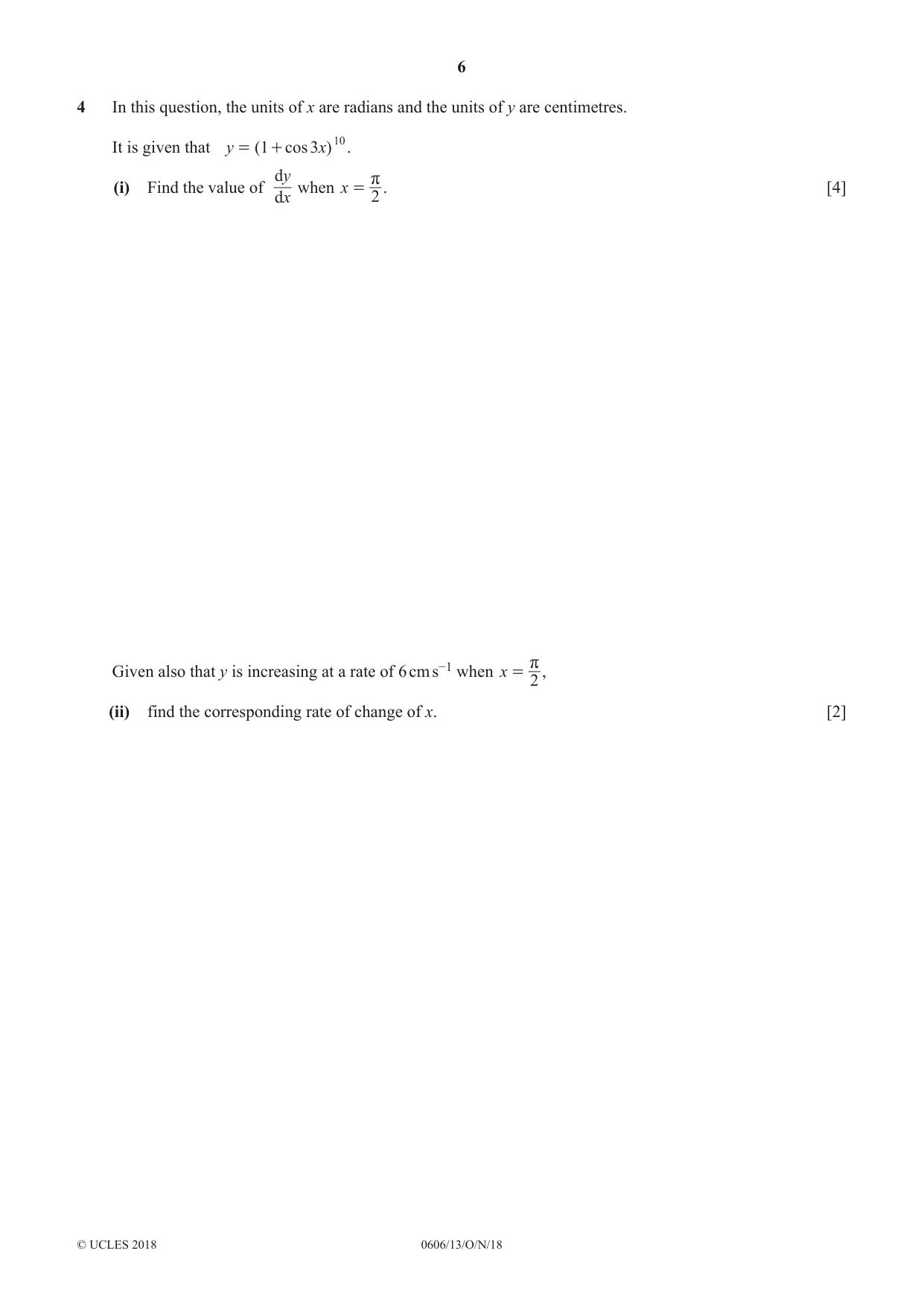 Cambridge IGCSE Mathematics - Additional 0606 2018 Oct/Nov Paper 1 · Variant 3 question paper, page 6 of 16
