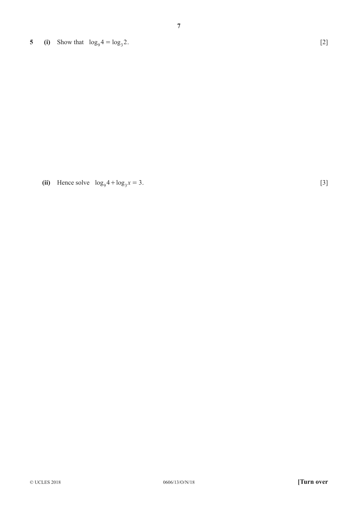 Cambridge IGCSE Mathematics - Additional 0606 2018 Oct/Nov Paper 1 · Variant 3 question paper, page 7 of 16