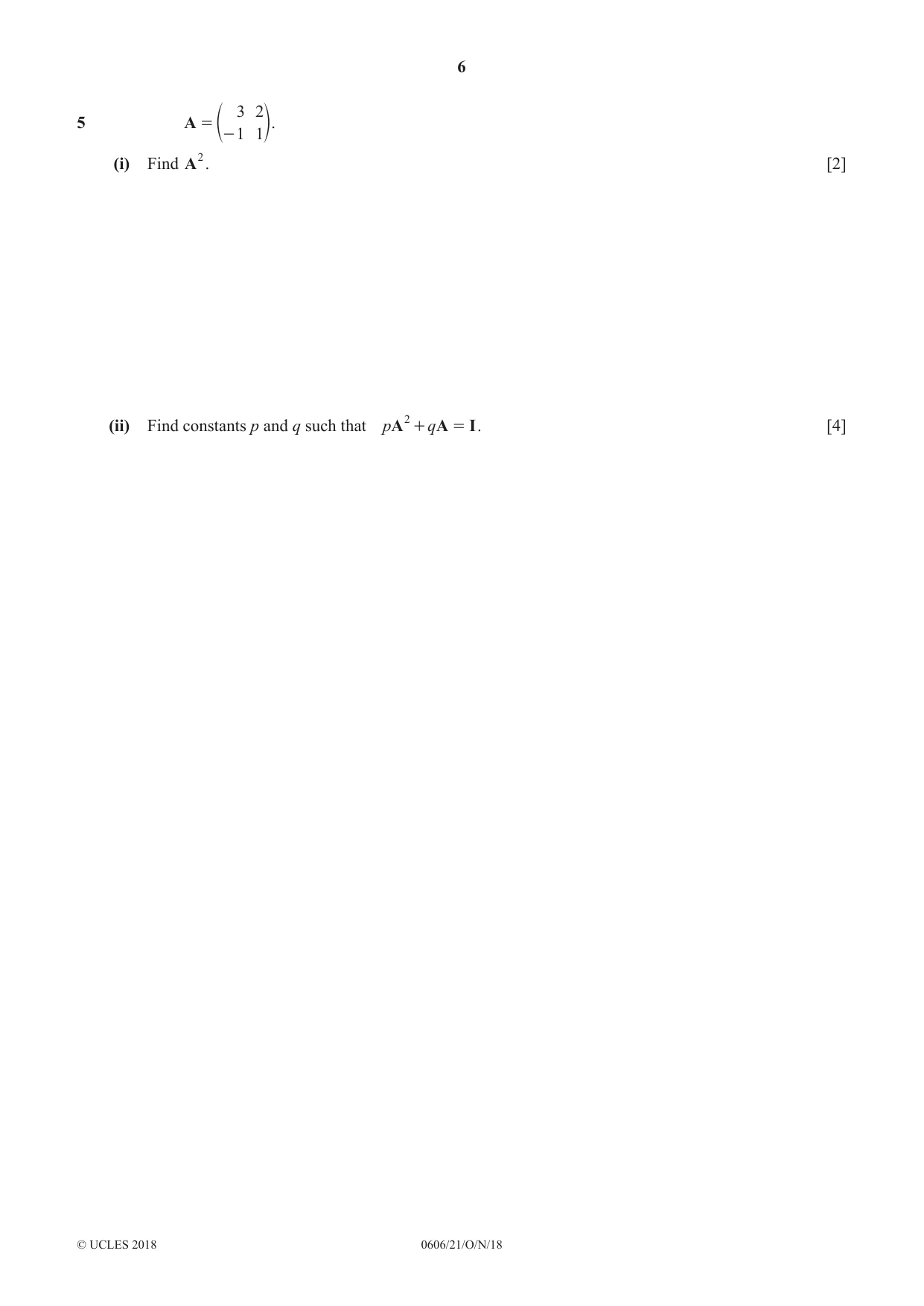 Cambridge IGCSE Mathematics - Additional 0606 2018 Oct/Nov Paper 2 · Variant 1 question paper, page 6 of 16