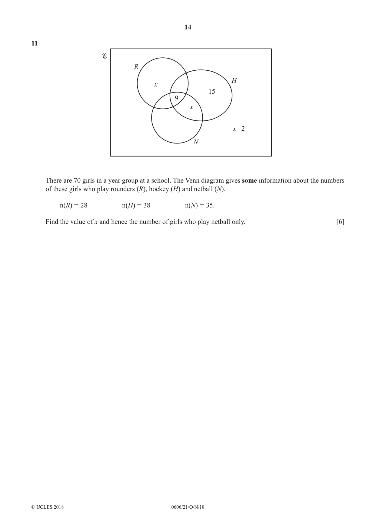 Cambridge IGCSE Mathematics - Additional 0606 2018 Oct/Nov Paper 2 · Variant 1 question paper, page 14 of 16