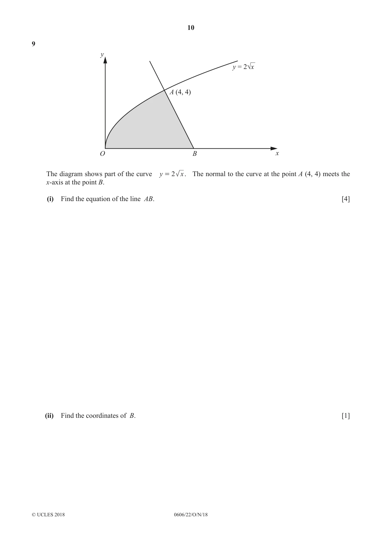 Cambridge IGCSE Mathematics - Additional 0606 2018 Oct/Nov Paper 2 · Variant 2 question paper, page 10 of 16
