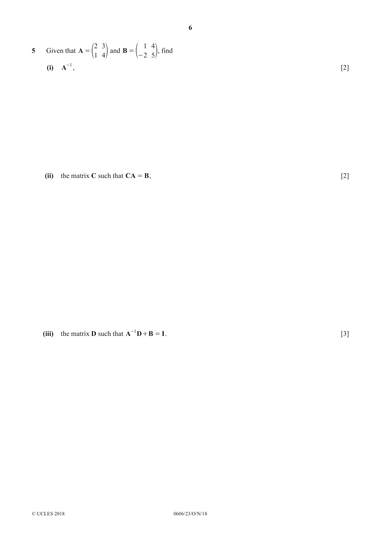 Cambridge IGCSE Mathematics - Additional 0606 2018 Oct/Nov Paper 2 · Variant 3 question paper, page 6 of 16