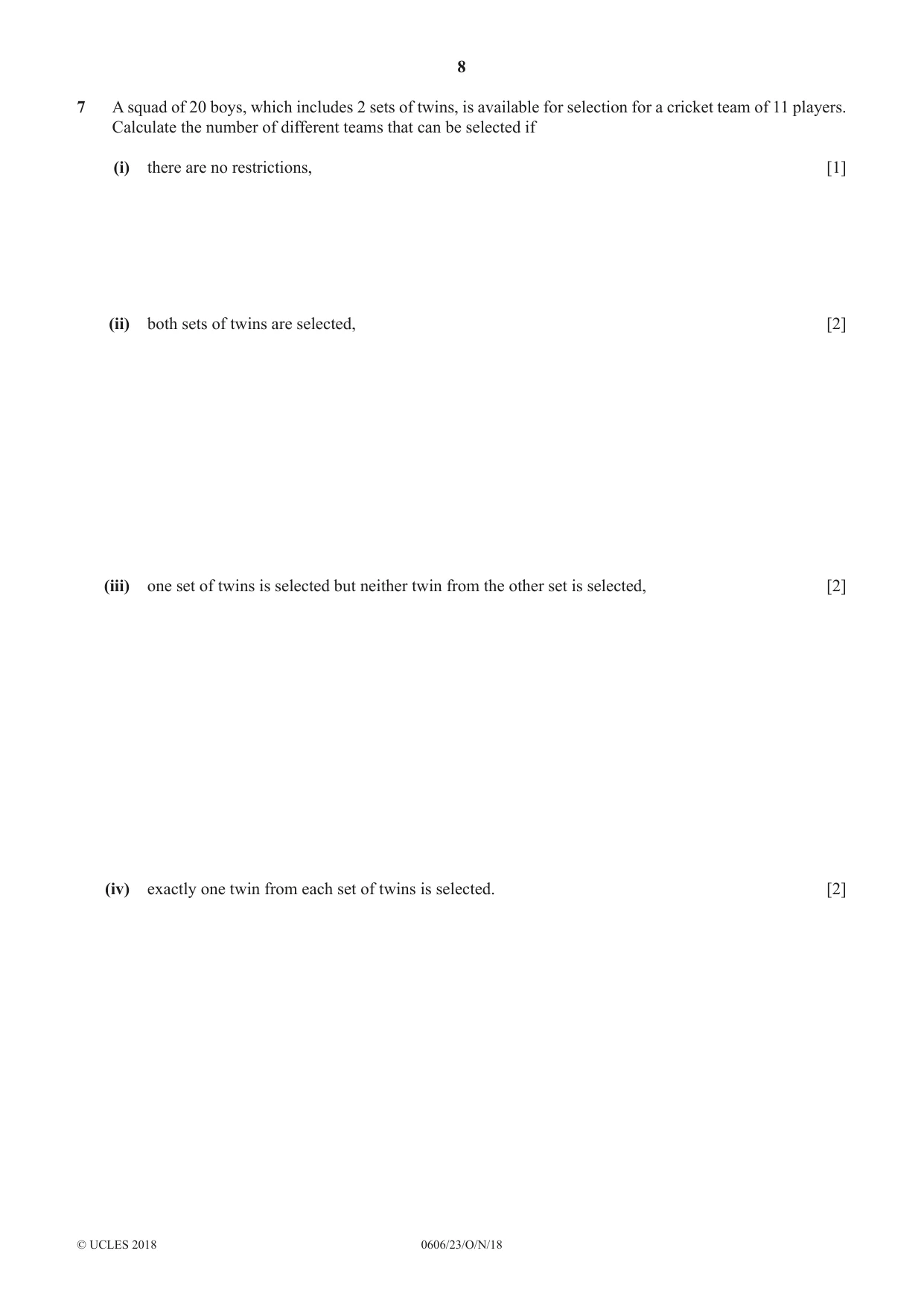 Cambridge IGCSE Mathematics - Additional 0606 2018 Oct/Nov Paper 2 · Variant 3 question paper, page 8 of 16