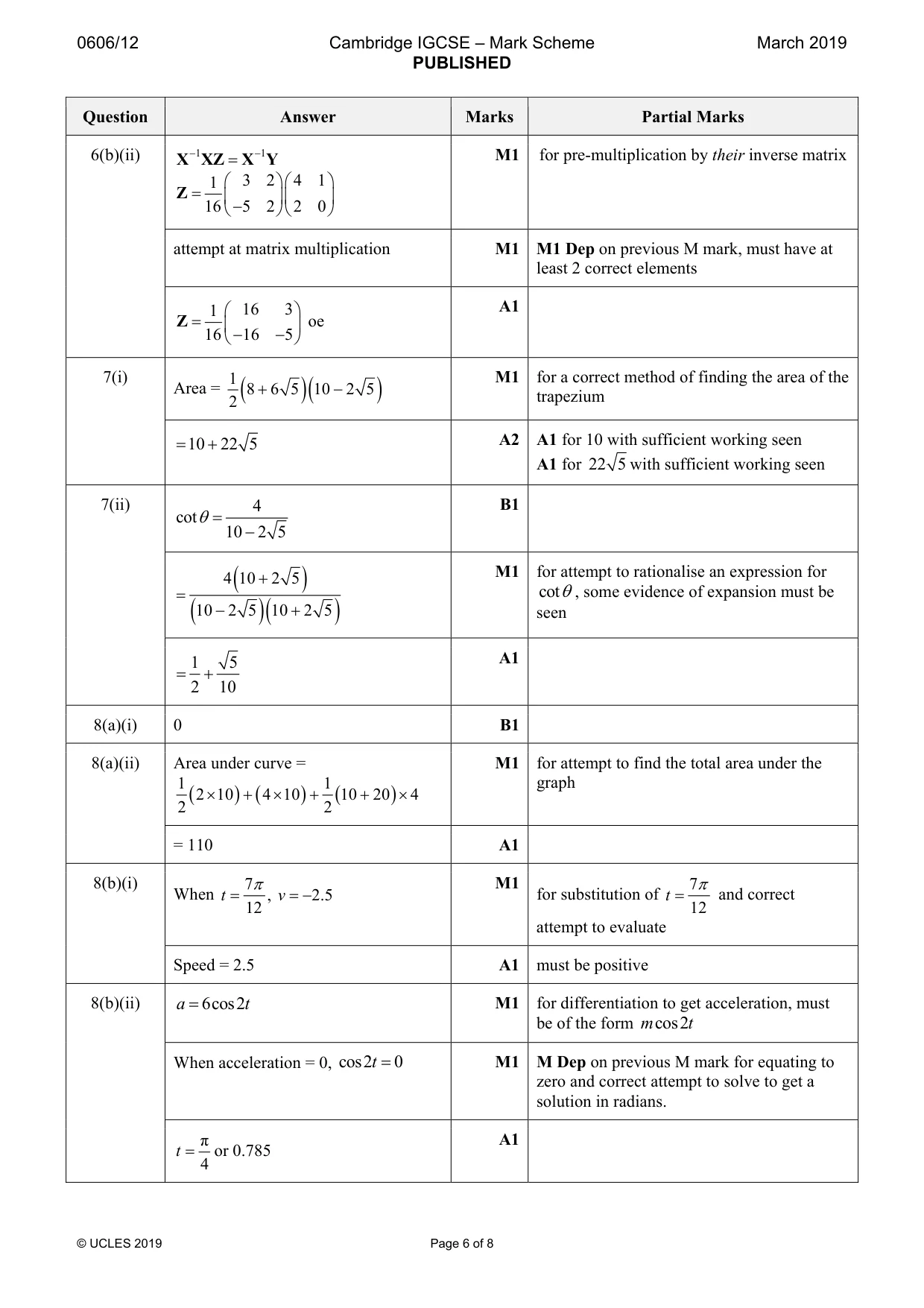Mark scheme, page 6 of 8