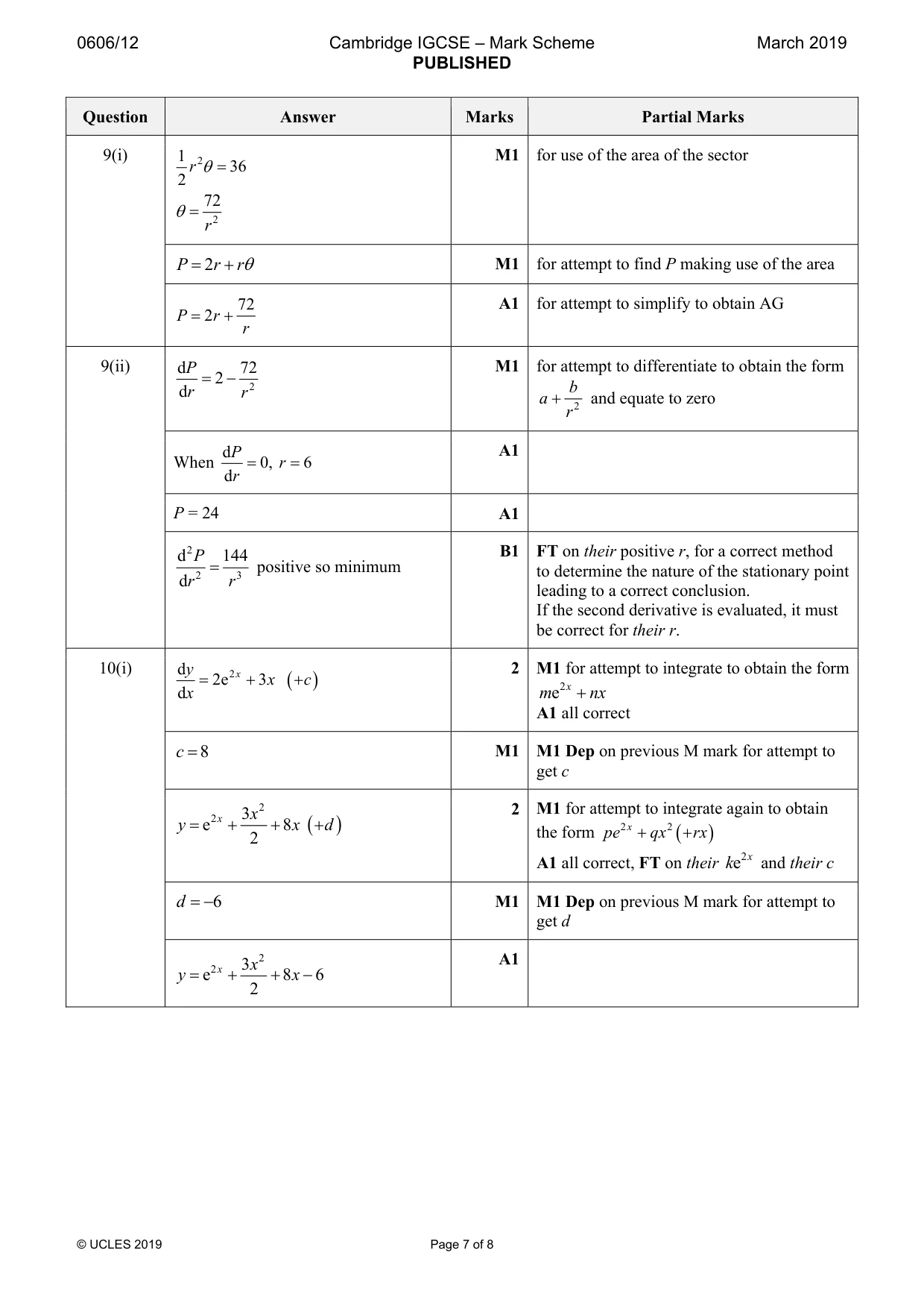 Mark scheme, page 7 of 8
