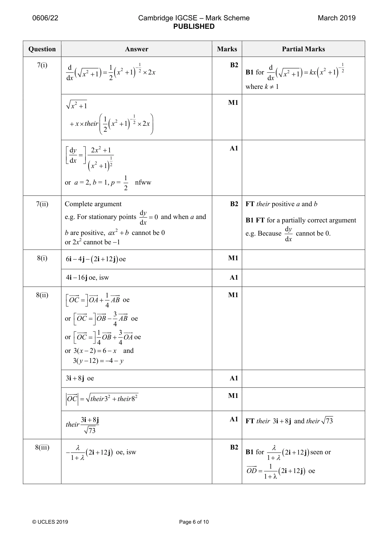 Mark scheme, page 6 of 10