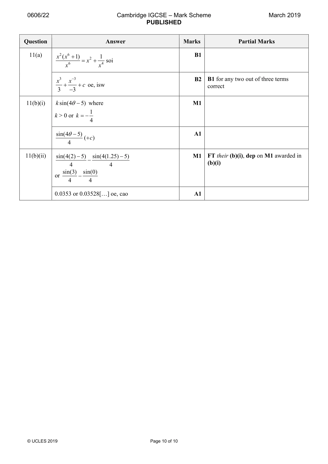 Mark scheme, page 10 of 10