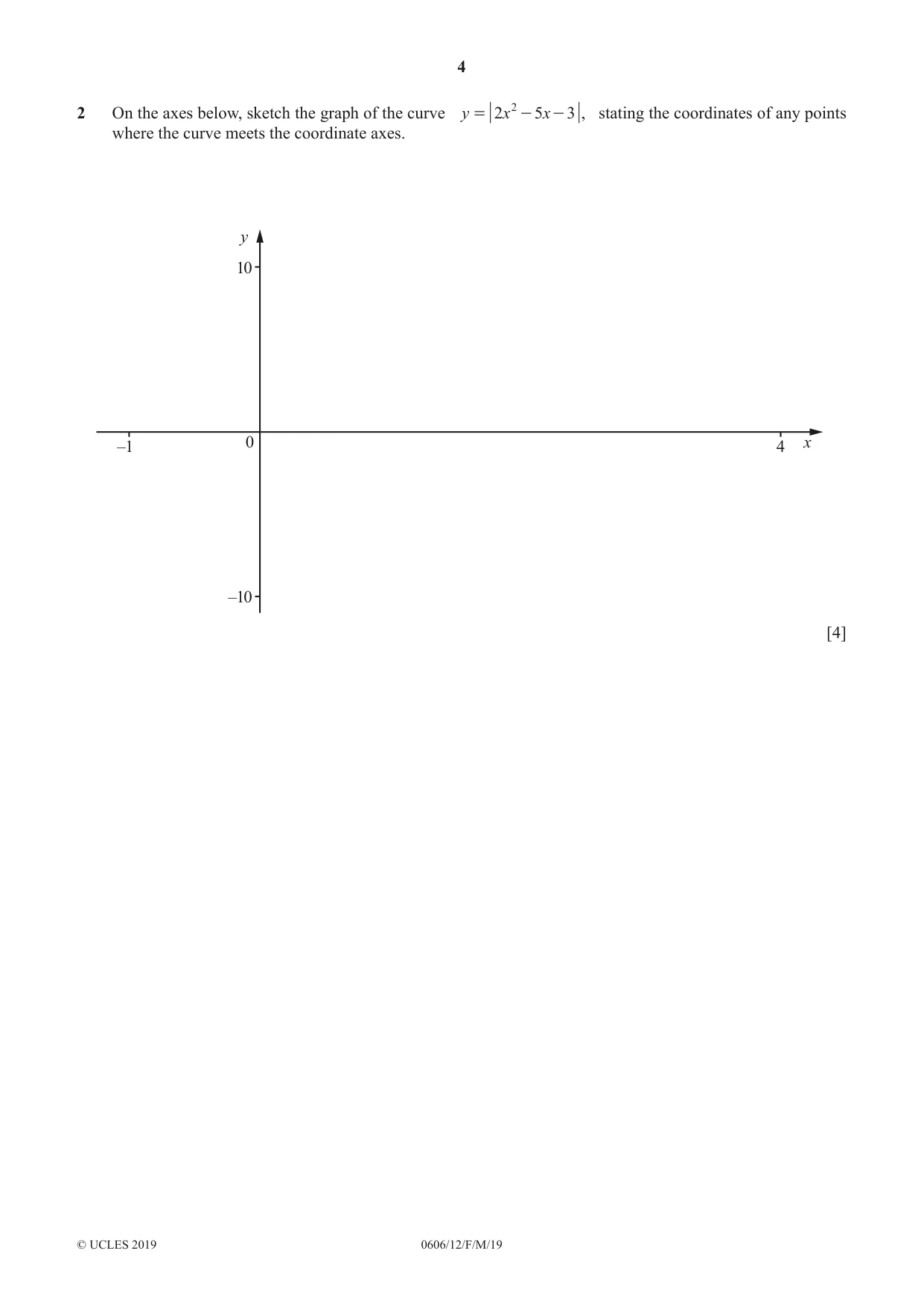Cambridge IGCSE Mathematics - Additional 0606 2019 Feb/March Paper 1 · Variant 2 question paper, page 4 of 16