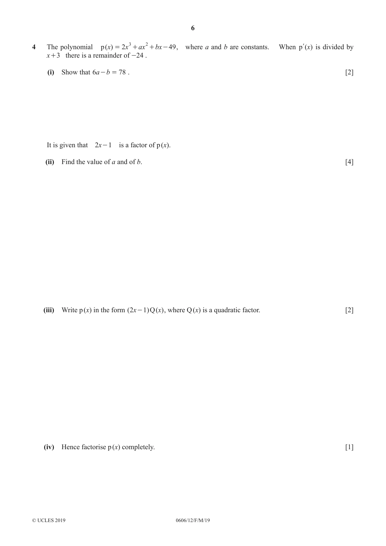 Cambridge IGCSE Mathematics - Additional 0606 2019 Feb/March Paper 1 · Variant 2 question paper, page 6 of 16