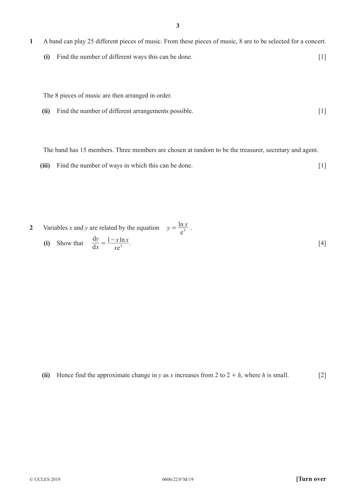 Cambridge IGCSE Mathematics - Additional 0606 2019 Feb/March Paper 2 · Variant 2 question paper, page 3 of 16