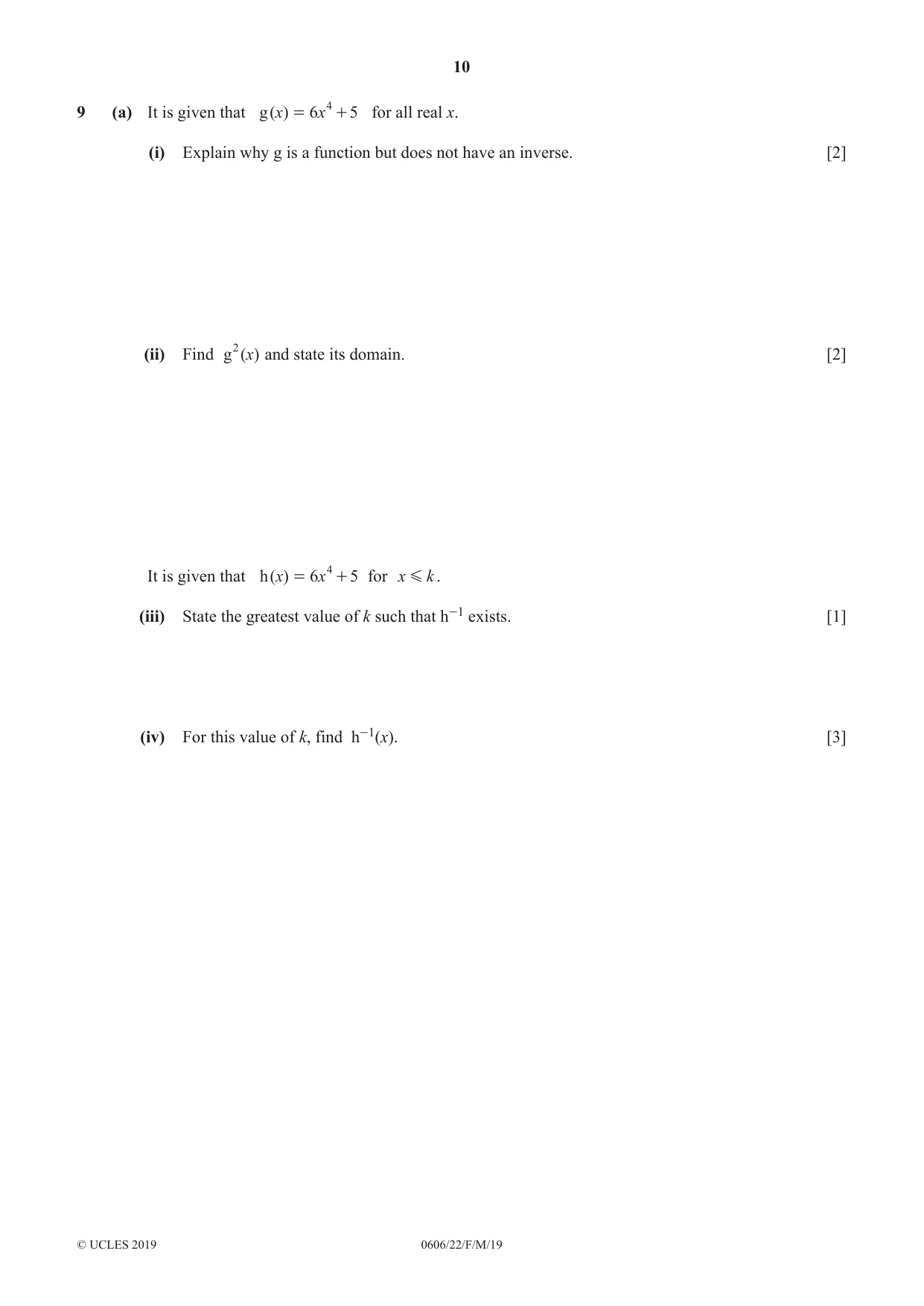 Cambridge IGCSE Mathematics - Additional 0606 2019 Feb/March Paper 2 · Variant 2 question paper, page 10 of 16
