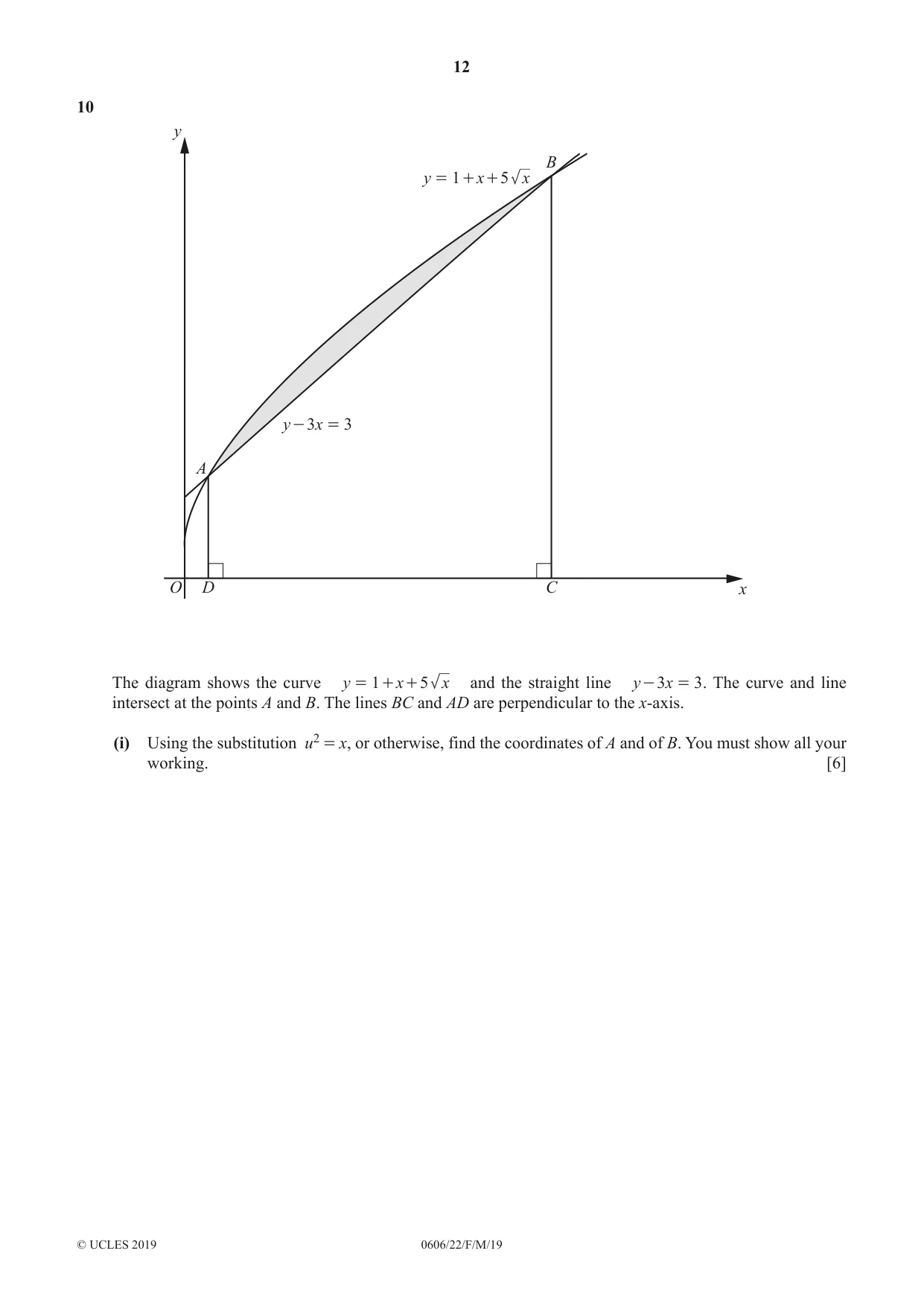 Cambridge IGCSE Mathematics - Additional 0606 2019 Feb/March Paper 2 · Variant 2 question paper, page 12 of 16