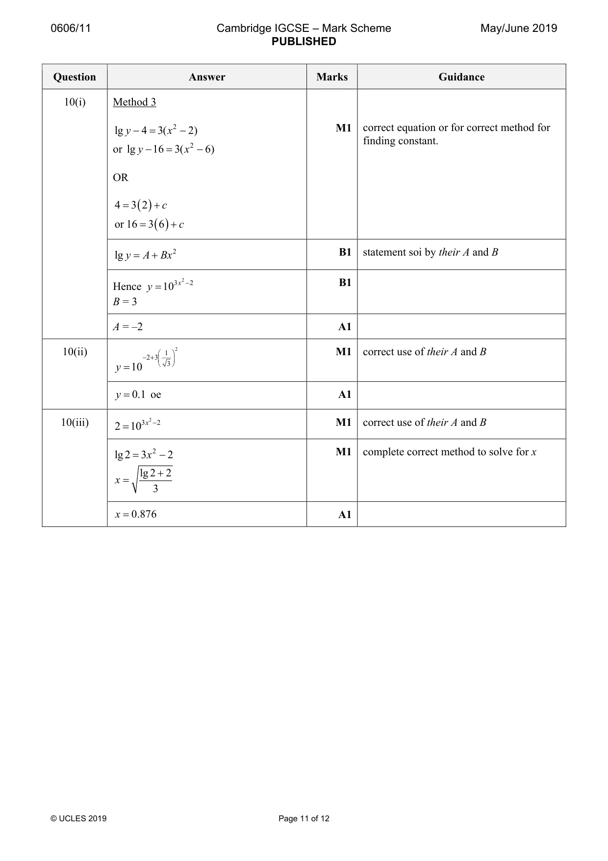 Mark scheme, page 11 of 12
